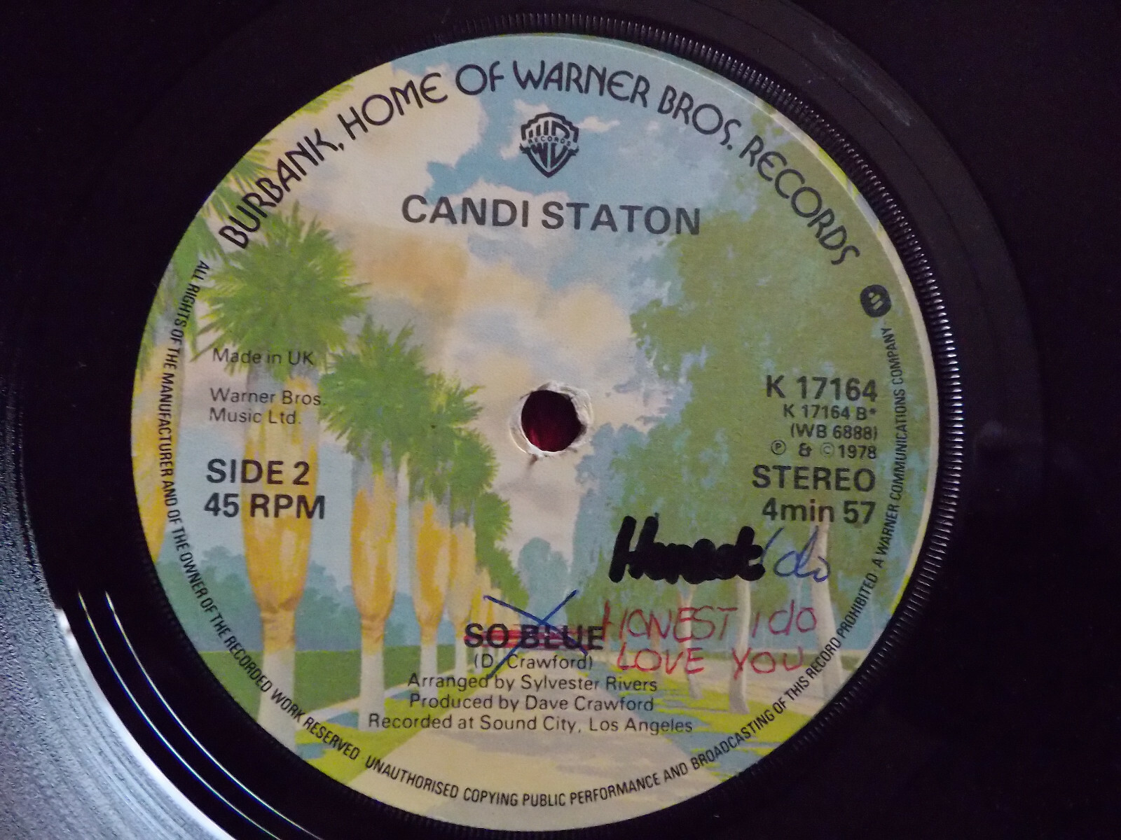 Candi Staton – Honest I do love you / So blue (Warner Bros., 1978), Bild 2