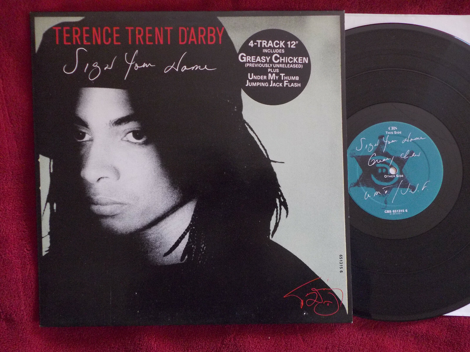 Terence Trent D´Arby – Sign your name + Greasy chicken / Under my thumb + Jumping Jack flash (Maxi-Single, CBS, 1987)