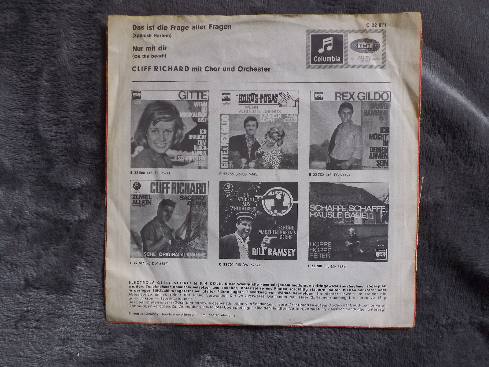 Cliff Richard – Das ist die Frage aller Fragen / Nur mit dir (Columbia 45er-Single), Bild 2