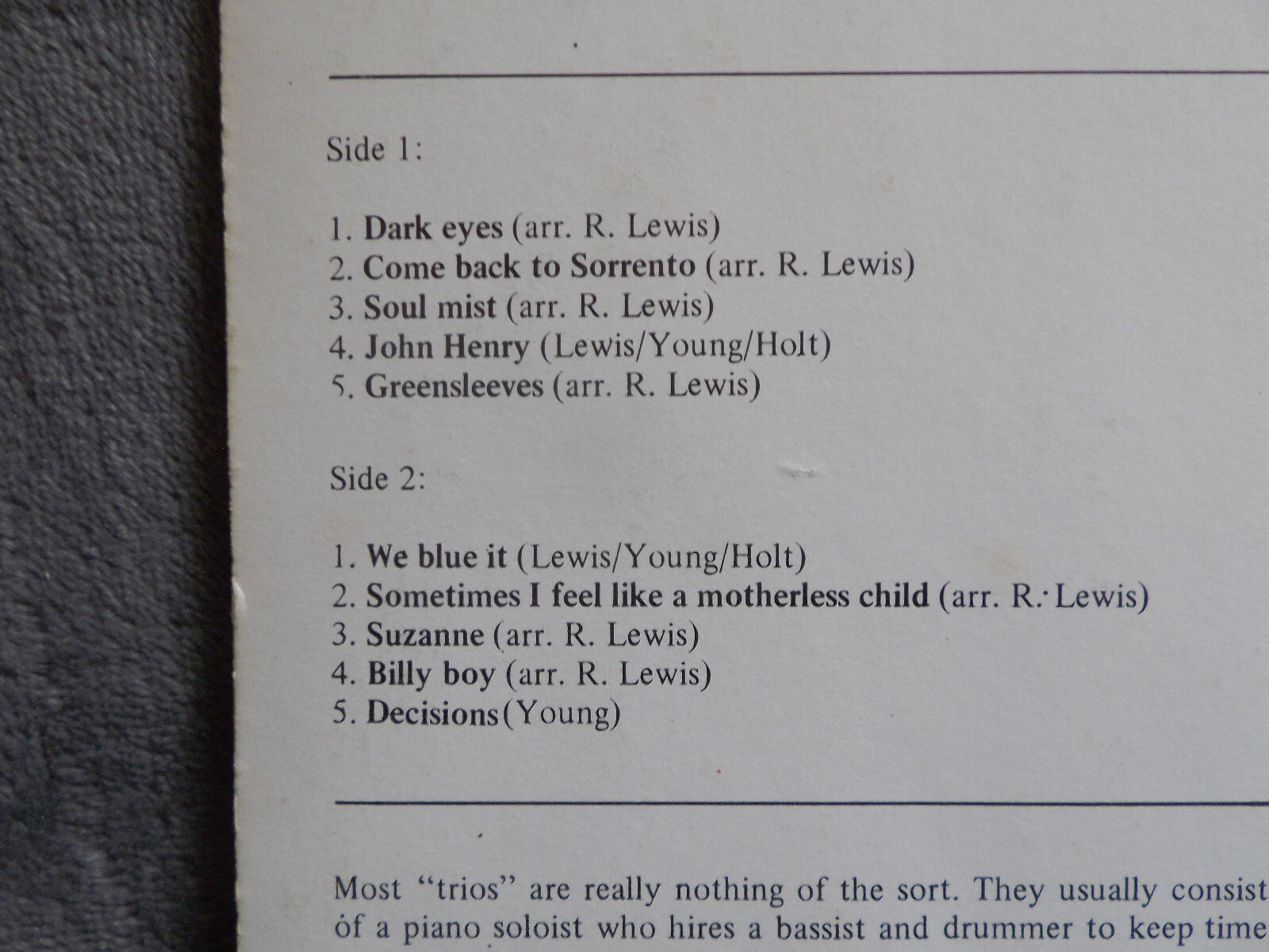 The Ramsey Lewis Trio – Down to Earth (LP, Fontana Records, Niederlande), Bild 3