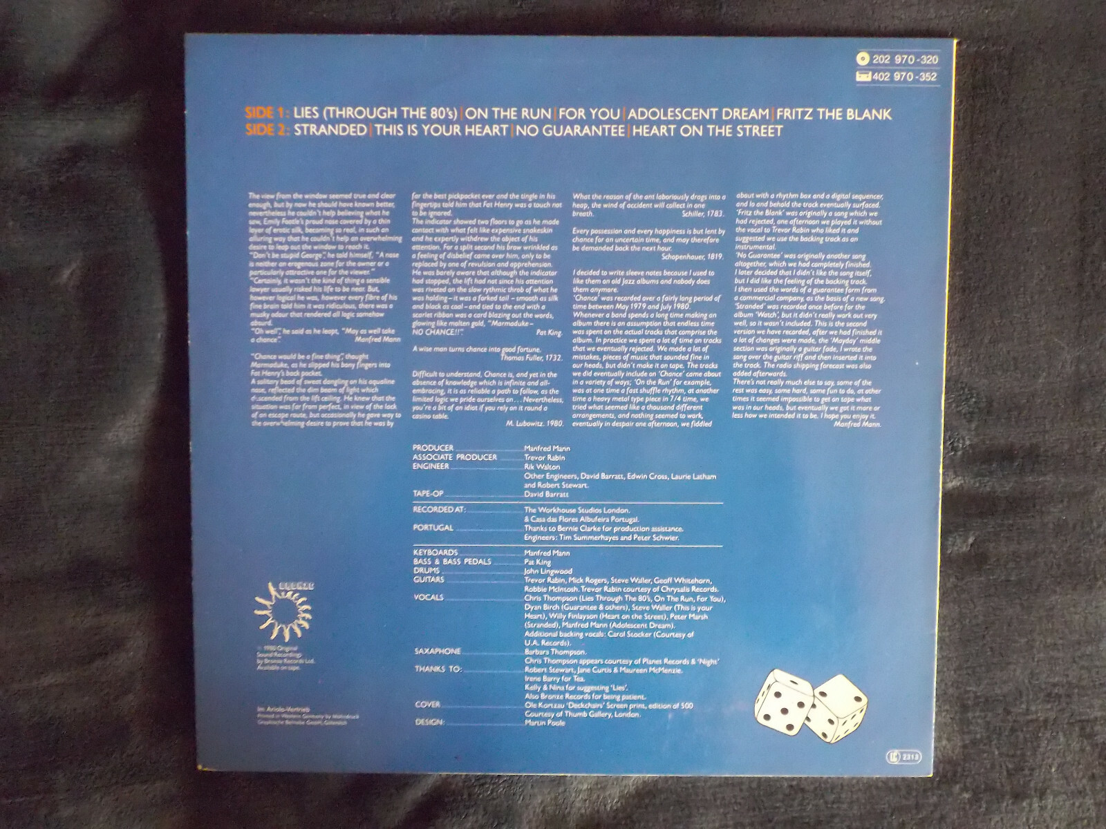 Manfred Mann’s Earth Band – Chance (LP, Bronze Records, 1980, Deutschland), Bild 3