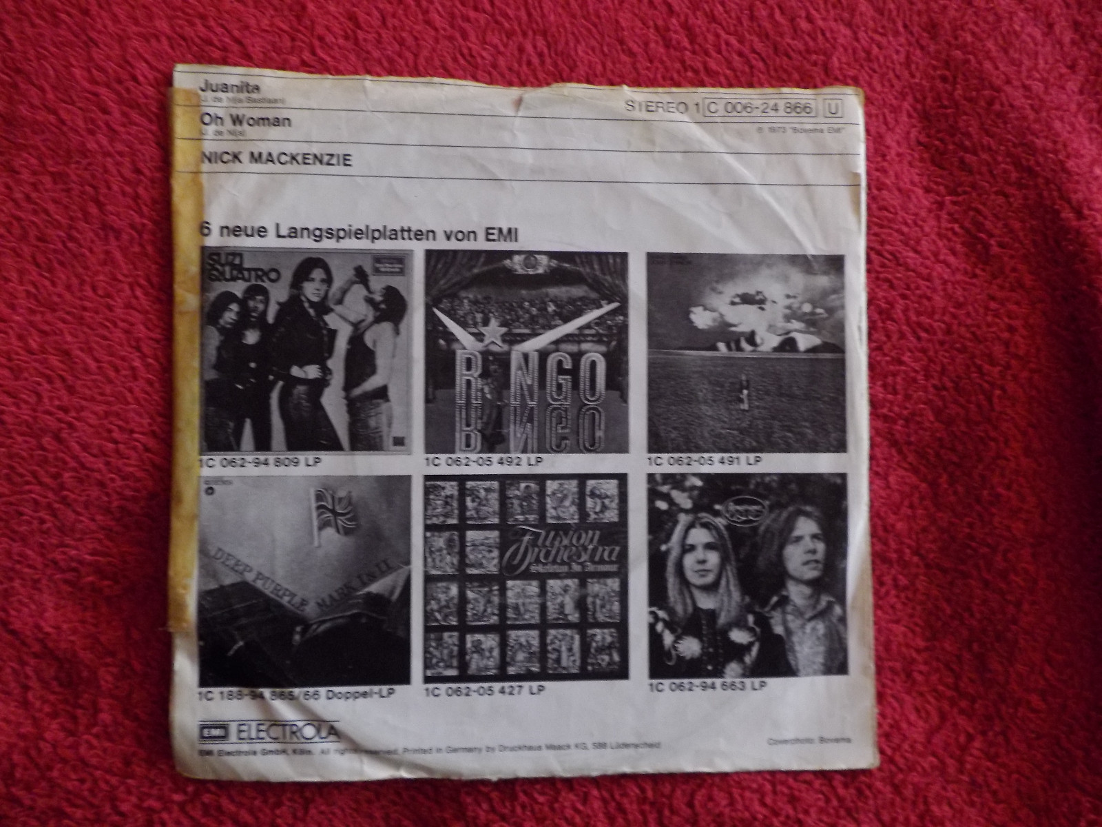 Nick MacKenzie – Juanita / Oh woman | EMI Records 7-inch-Single, 1973, Bild 2