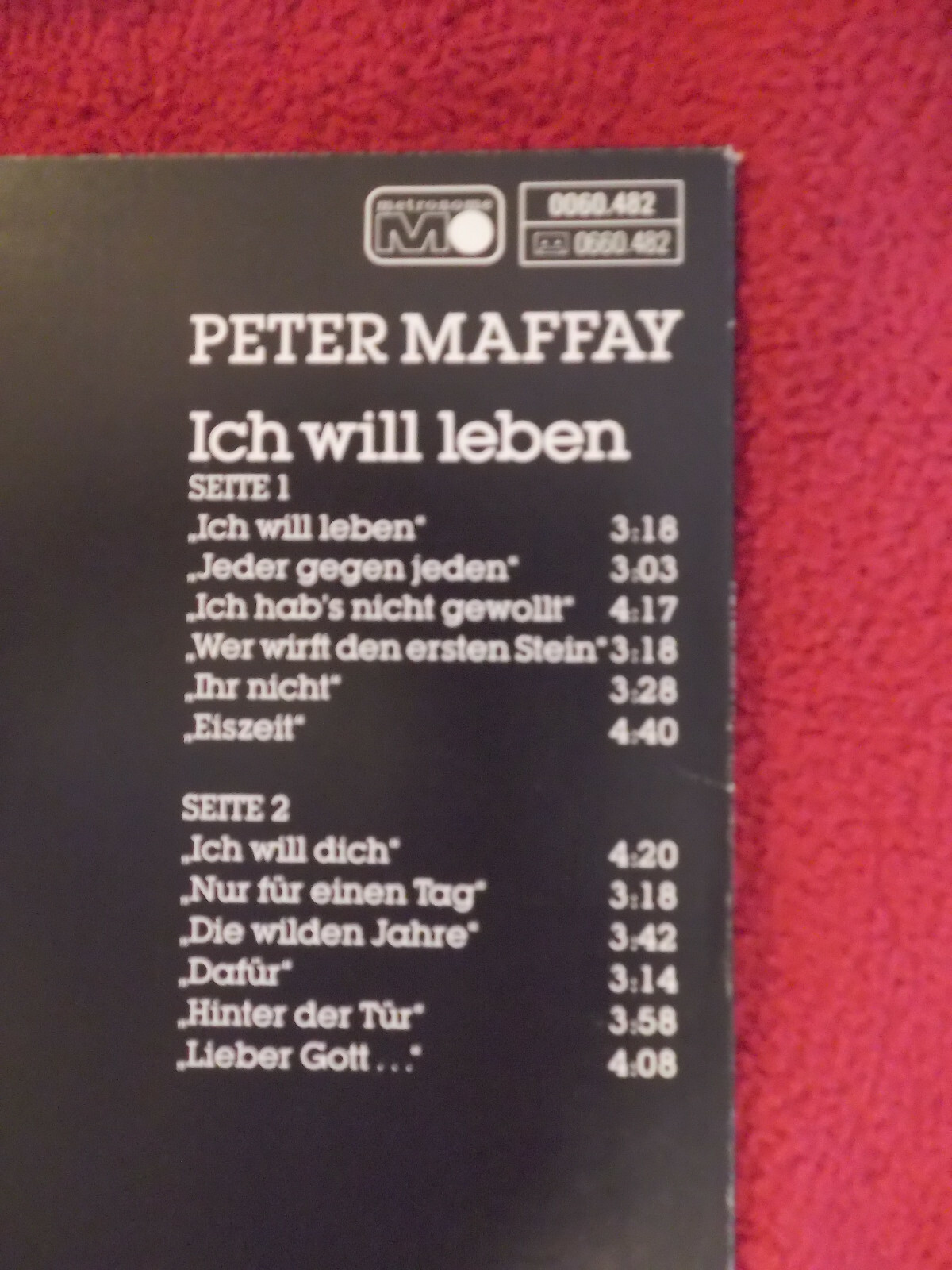Peter Maffay – Ich will leben (LP, Metronome Records, 1982), Bild 3