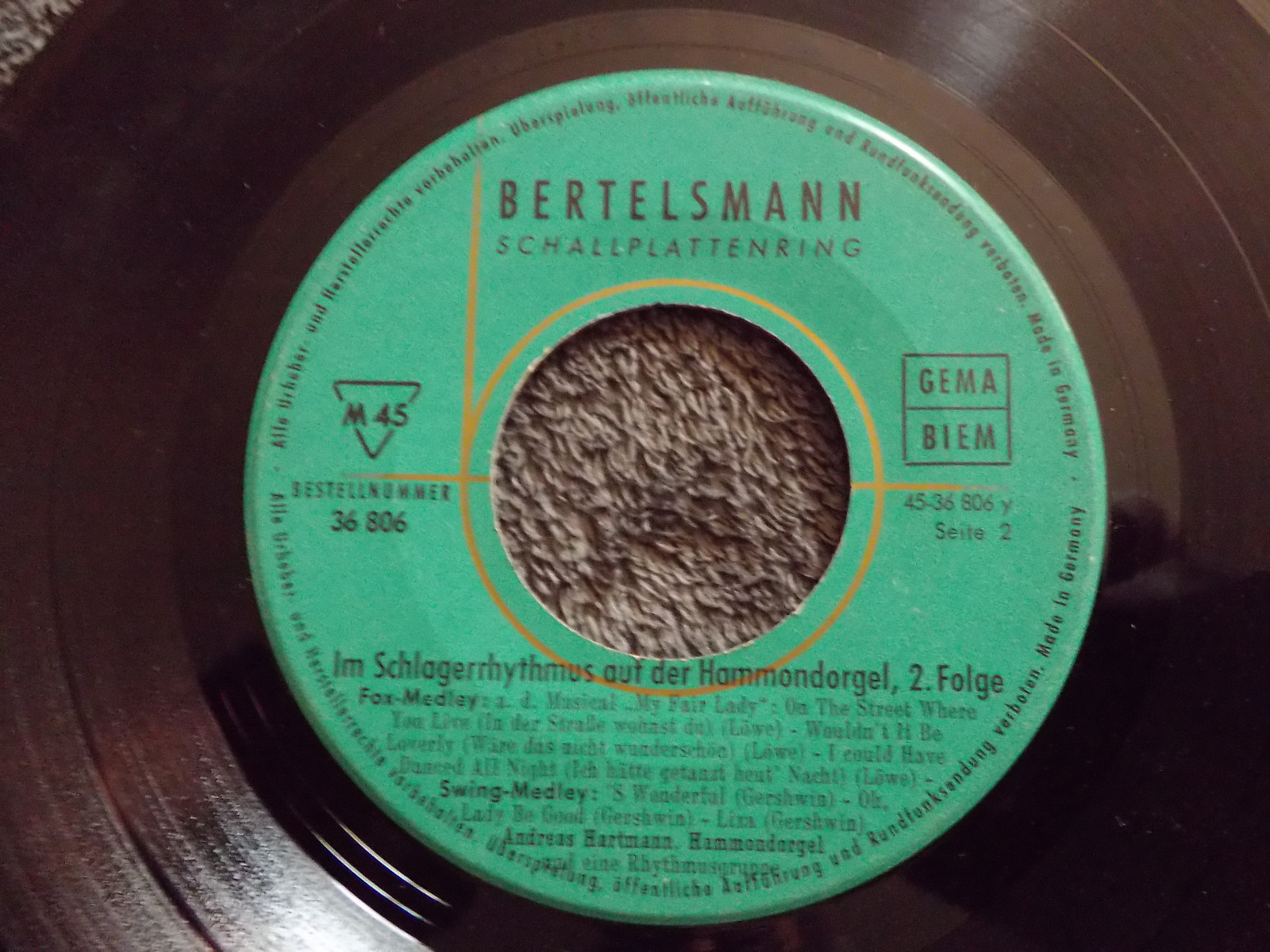 Andreas Hartmann – Im Schlagerrhythmus auf der Hammondorgel, 2. Folge – Bertelsmann Schallplattenring, Bild 2