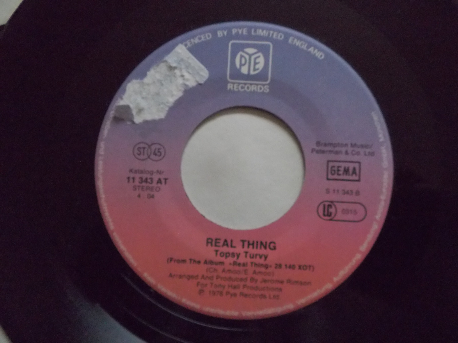 Real Thing – Love such a wonderful thing / Topsy turvy (Pye, 1977)