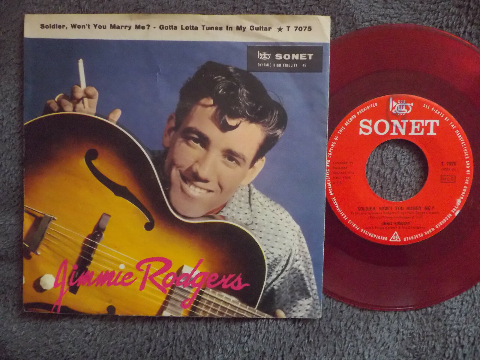 Jimmie Rodgers – Soldier, won´t you marry me? / Gotta lotta tunes in my guitar (rote Sonet-Single)