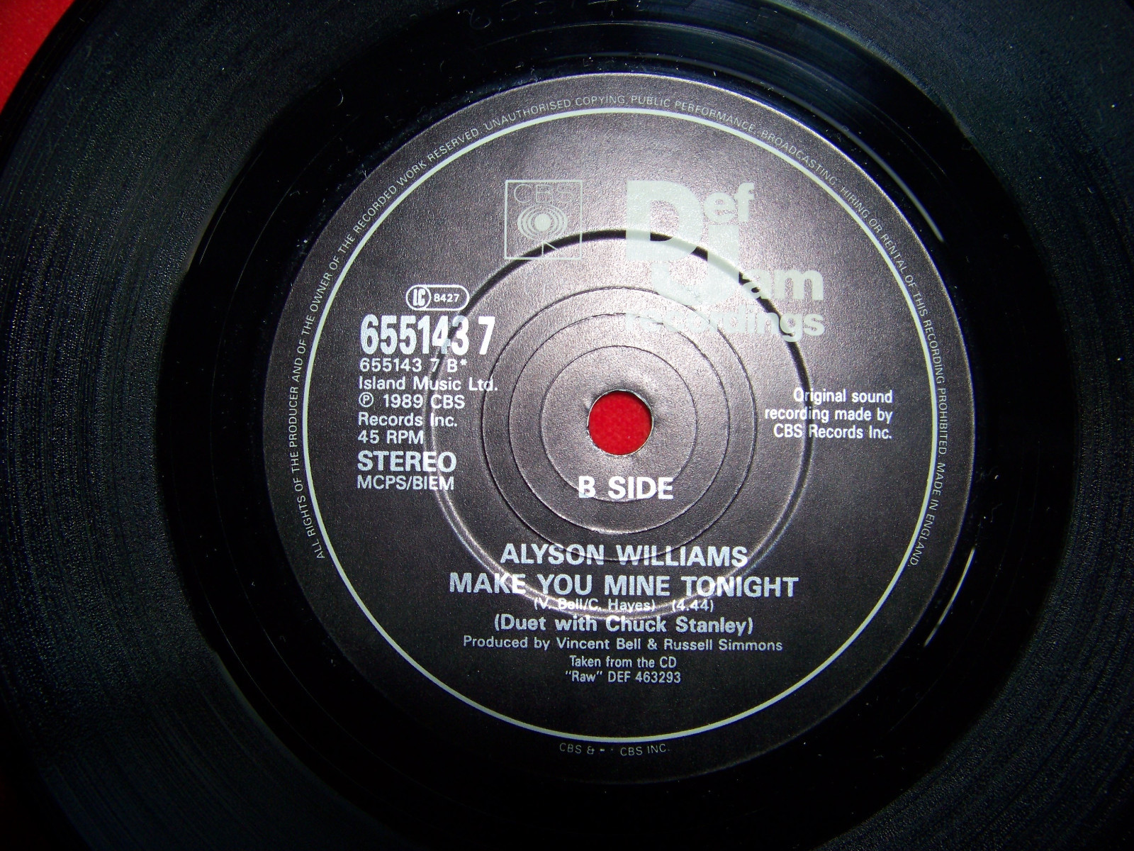 Alyson Williams – I need your lovin´ / Make your mine tonight | Def Jam / CBS Records, Single, Bild 2