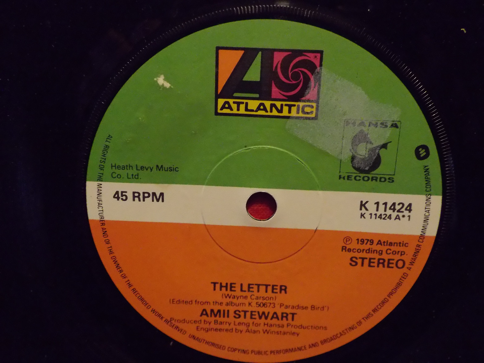 Amii Stewart – The letter / Paradise bird (UK-Single, K 11424, 1979)