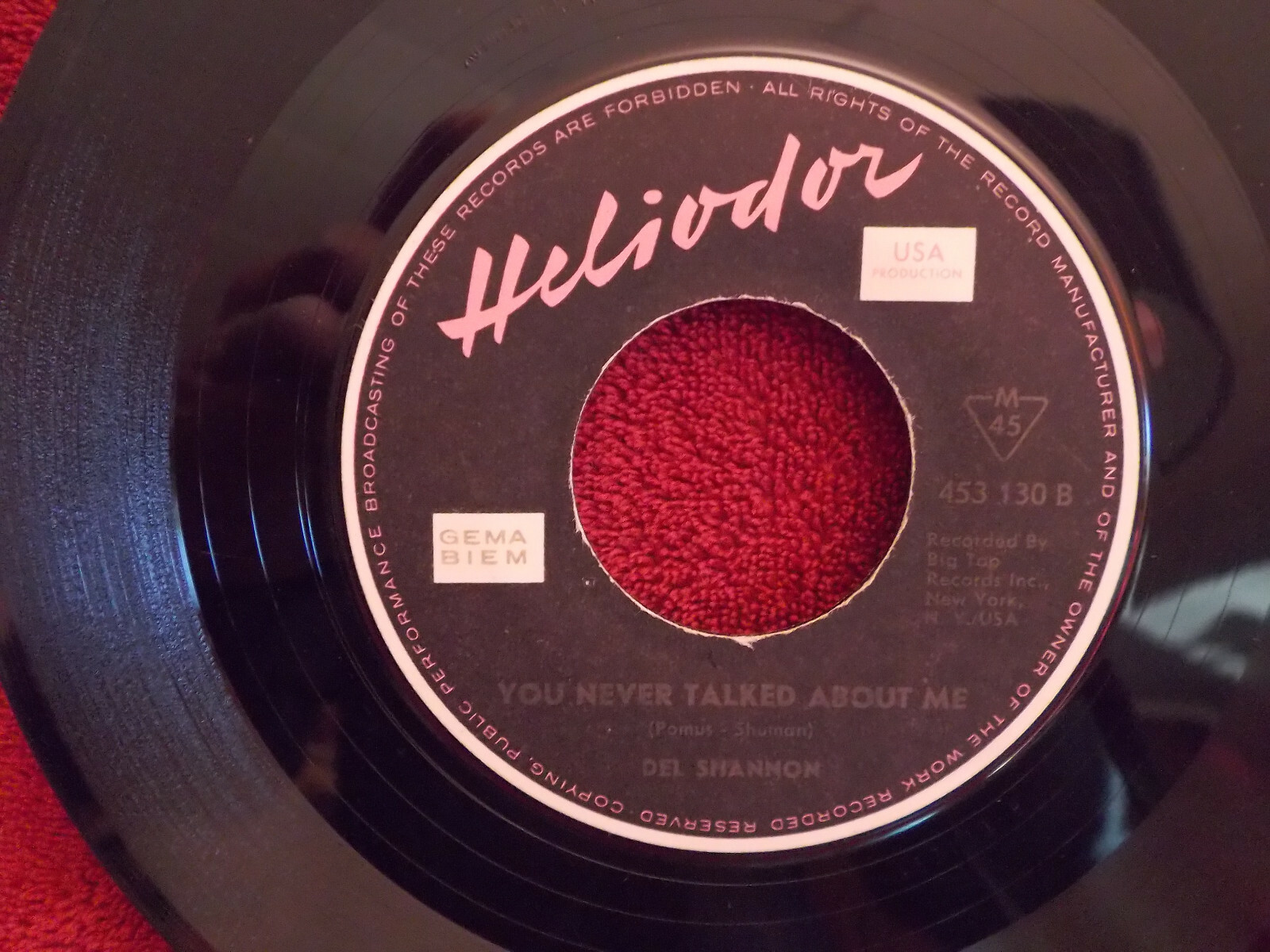 Del Shannon – This Swiss Made / You Never Talked About Me (Heliodor, 453 130), Bild 2