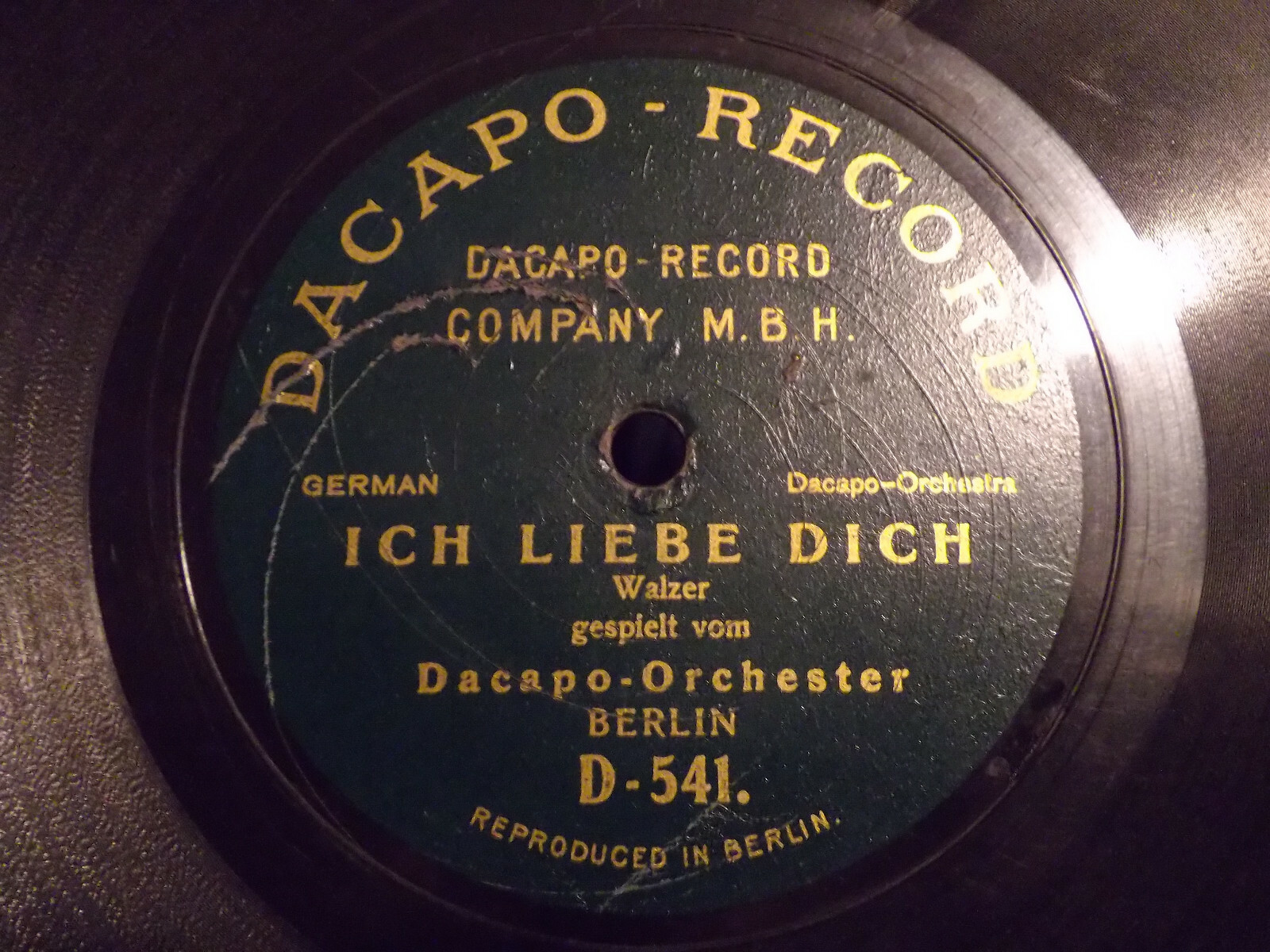 Dacapo - Orchester – Ich liebe dich / Kuss-Walzer (Schellack-Single)
