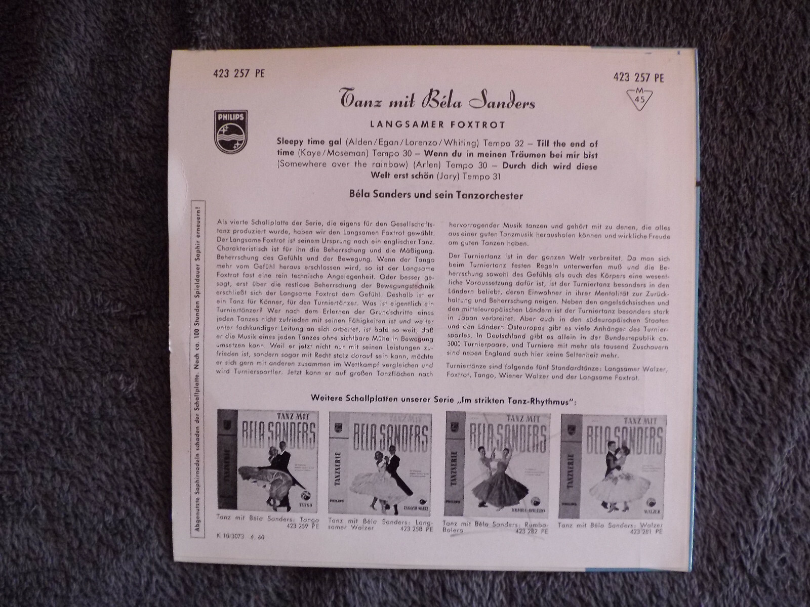 Bela Sanders – Tanz mit Bela Sanders | Philips 7″-Single, 1960, Bild 2