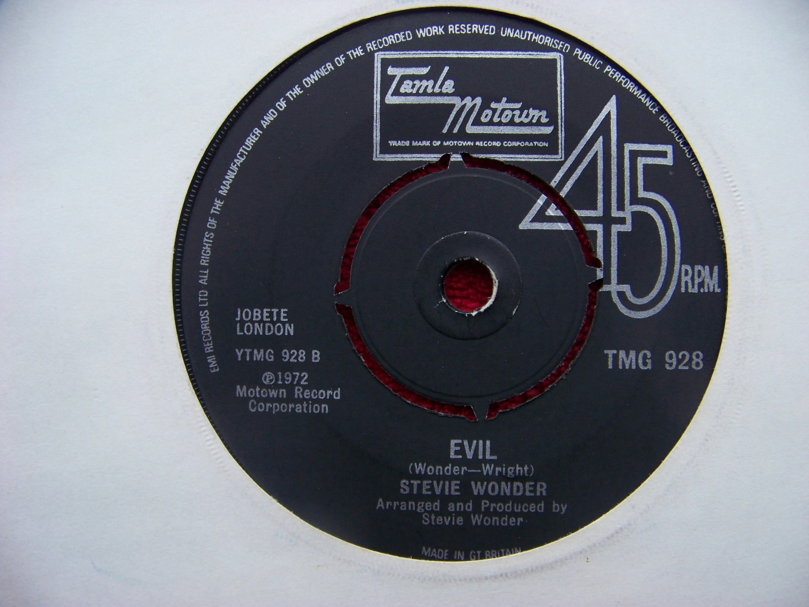 Stevie Wonder – Boogie on Reggae Woman / Evil (45 U/min), Bild 2
