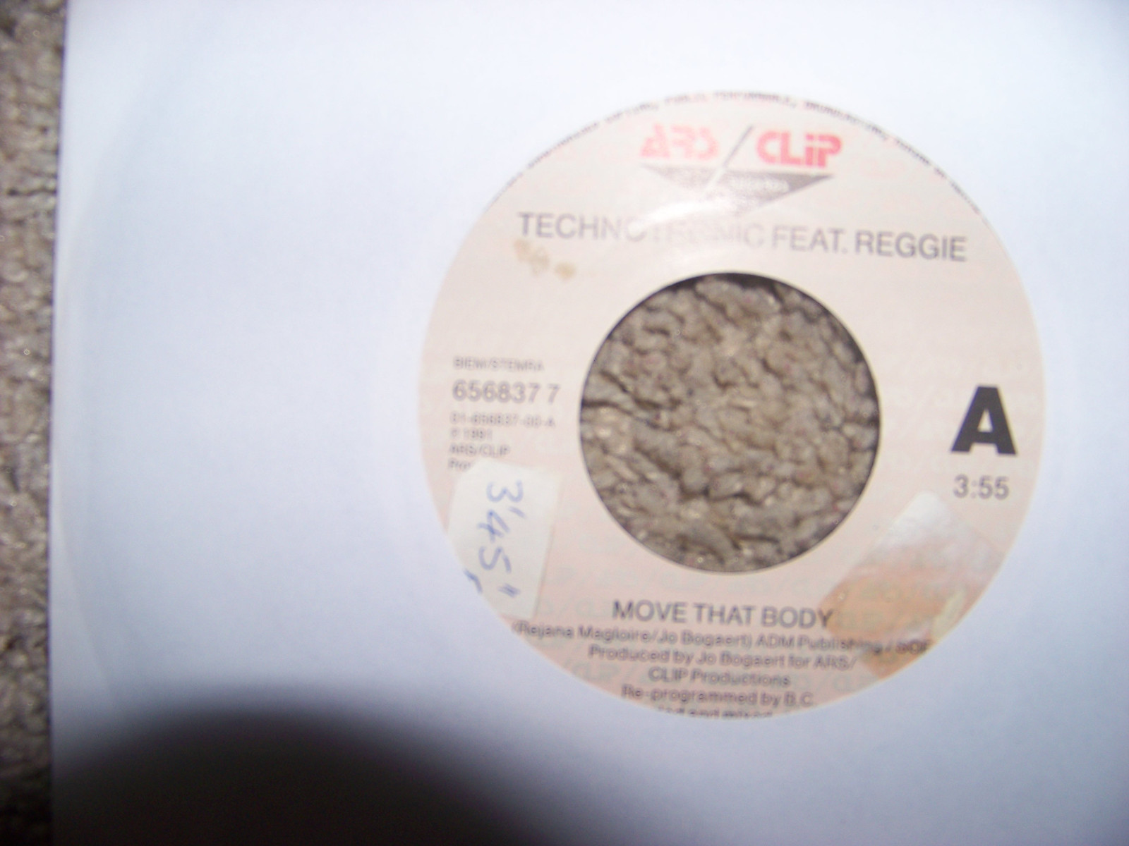 Technotronic feat. Reggie – Move the body / same instr. (ARS Records, 656637 7, 1991, 7-Inch-Single)