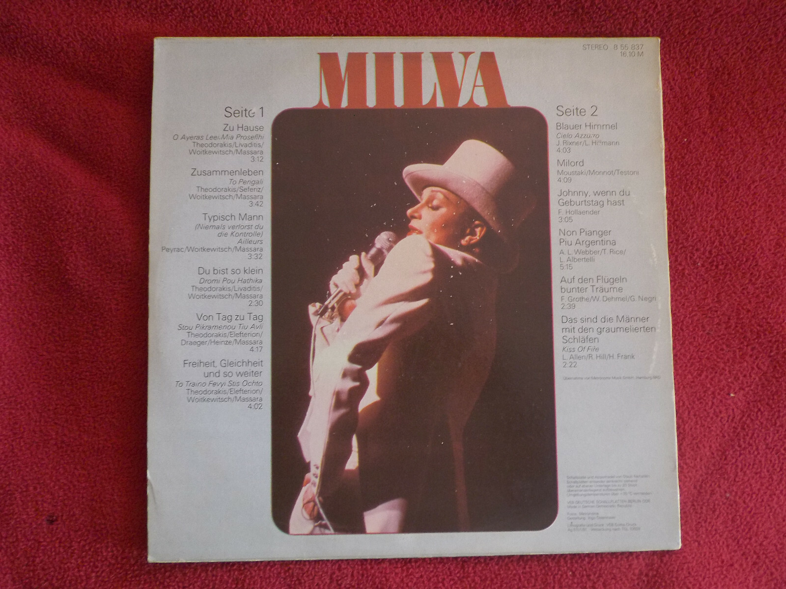 Milva – Milva | Amiga Records 8 55 837 (DDR, 1981), Bild 2