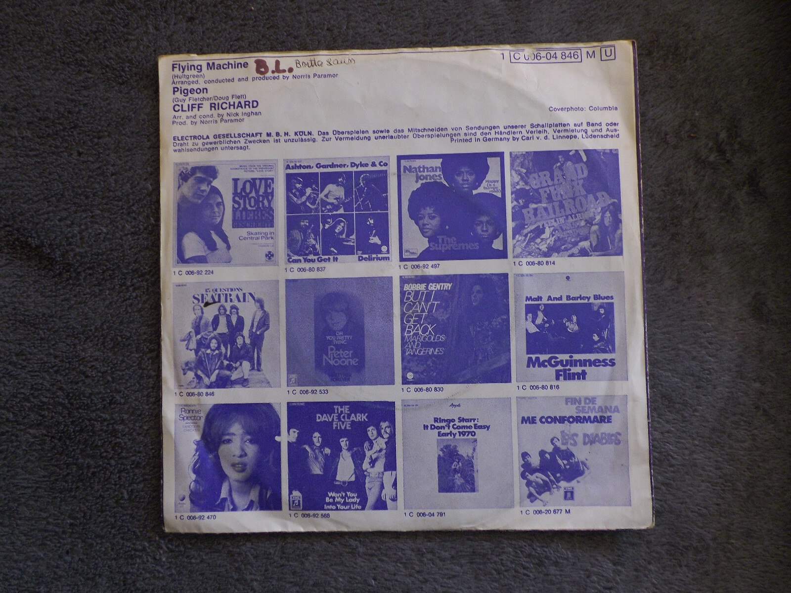 Cliff Richard – Flying Machine / Pigeon | Columbia 7″-Single, Bild 4