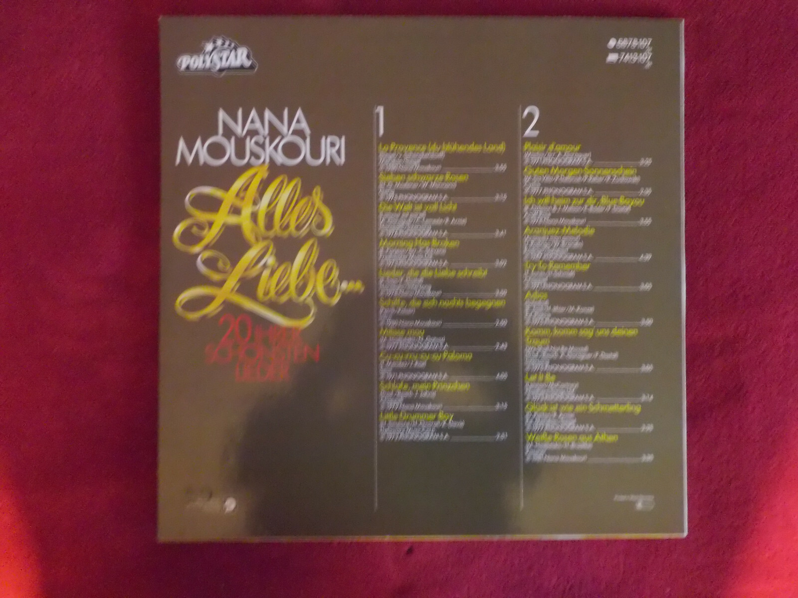 Nana Mouskouri – Alles Liebe..... Ihre 20 schönsten Lieder (LP), Bild 2