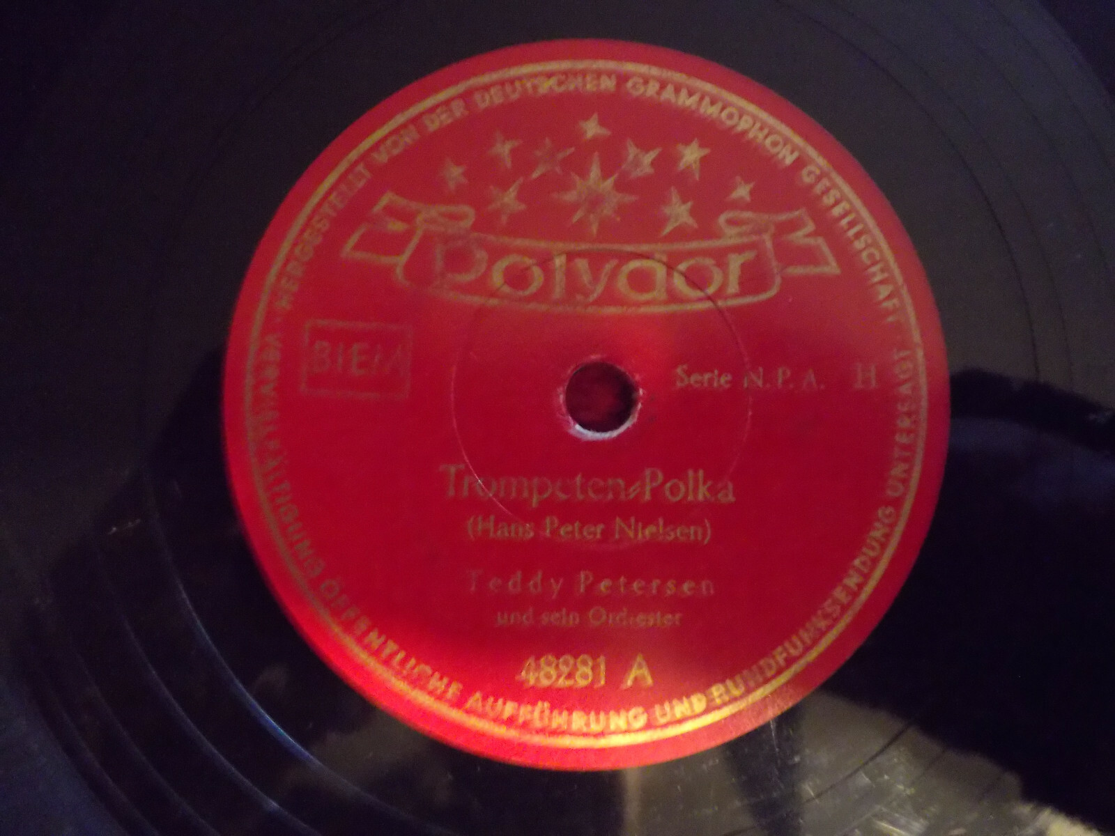 Teddy Petersen – Trompeten-Polka / Kiebitz-Polka (Polydor Records, 78er Schellack)