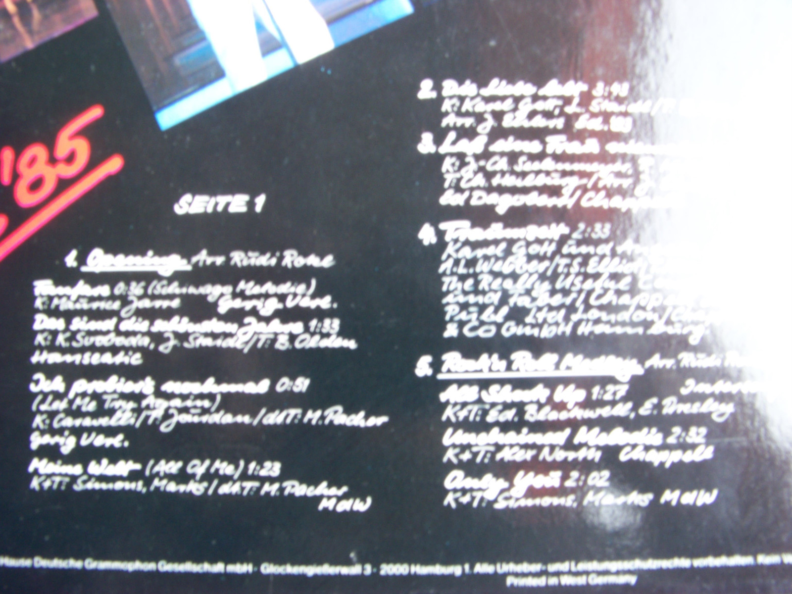 Karel Gott – Live´85 · Polydor Records, LP, Deutschland 1985, Bild 3