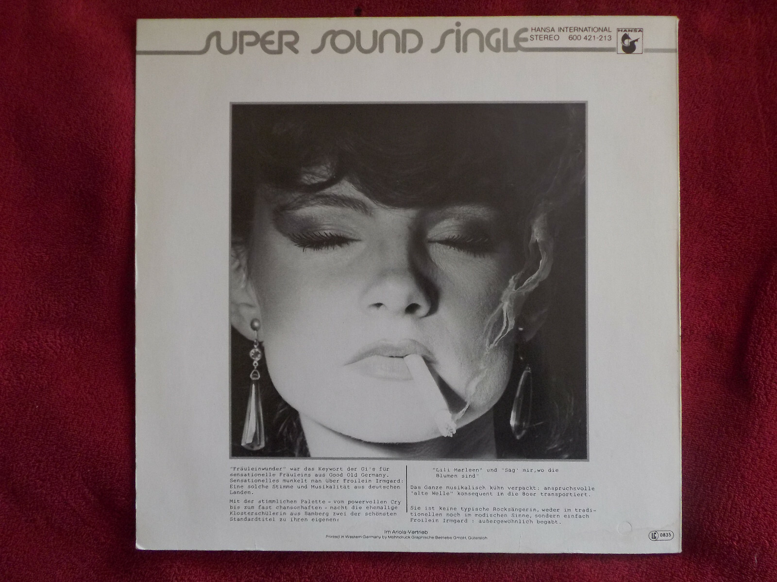 Froilein Irmgard & Band – Lili Marleen / Sag´ mir, wo die Blumen sind (Hansa Records 600 421), Bild 2