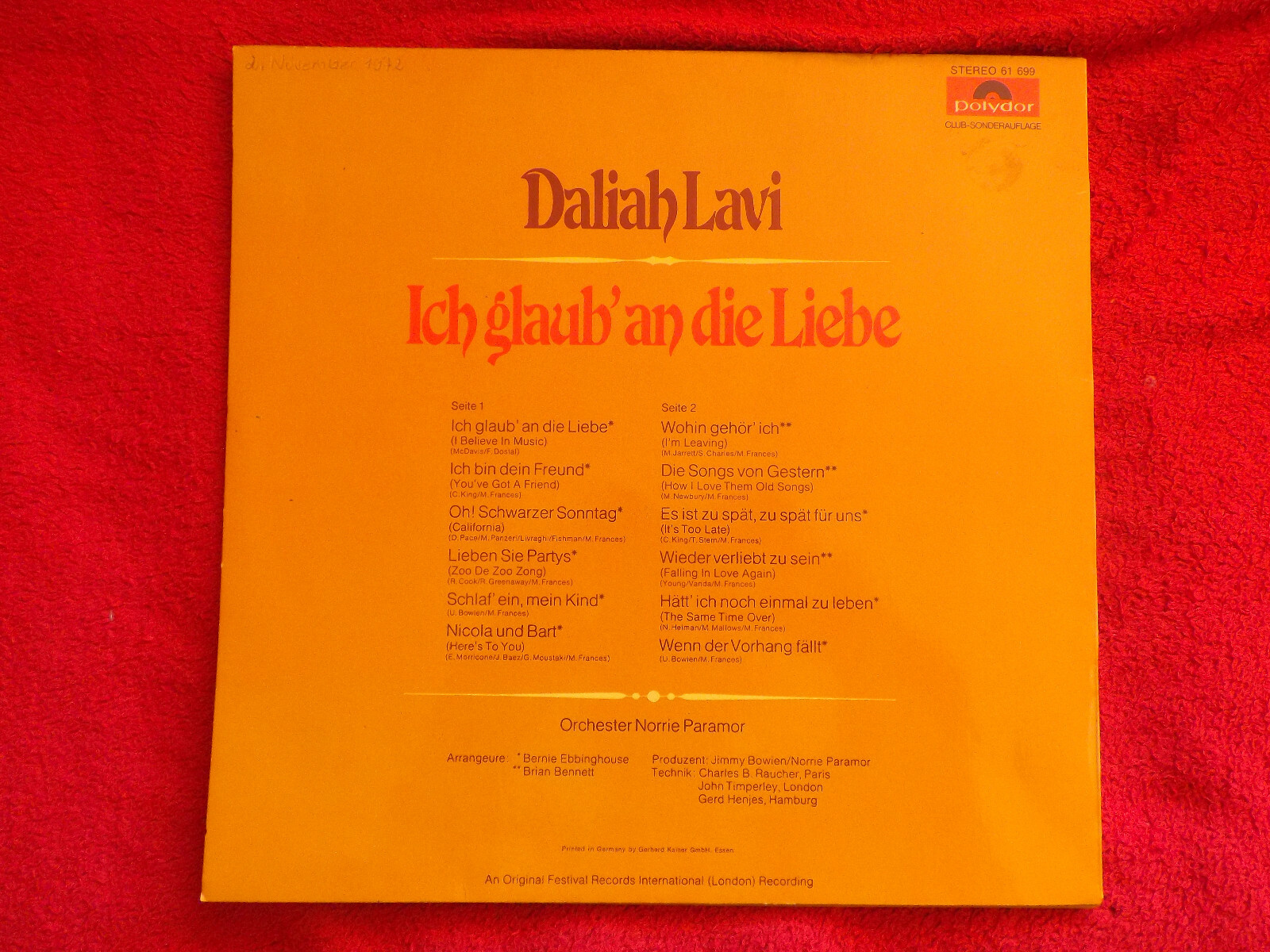 Daliah Lavi – Ich glaub´ an die Liebe | Polydor LP, Bild 3