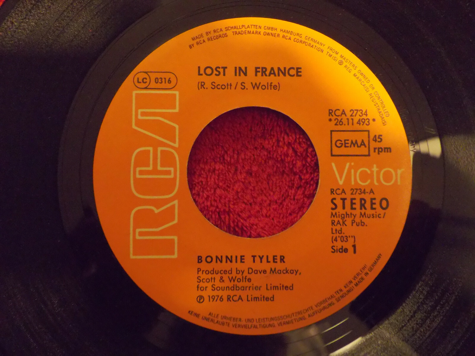 Bonnie Tyler – Lost in France / Baby I Remember You | RCA 2734, 1976, Bild 2
