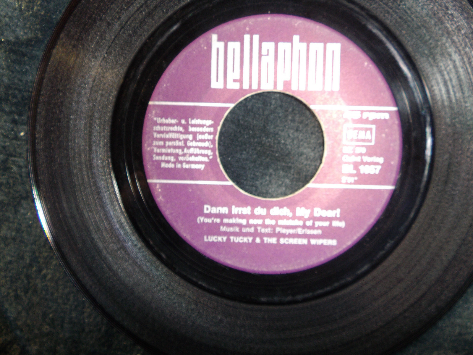 Lucky Tucky & The Screen Wipers – Zahnweh-Shake / Dann irrst du dich, my Dear! (Bellaphon, BL 1057), Bild 2