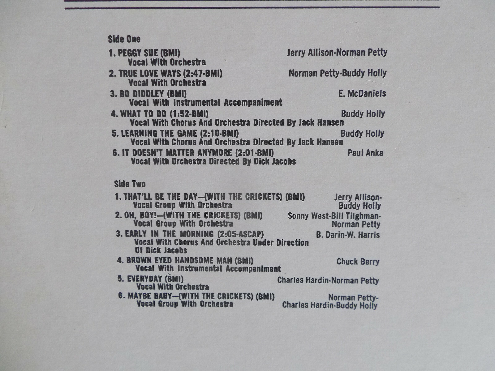 Buddy Holly – Buddy Holly´s Greatest Hits (LP), Bild 3