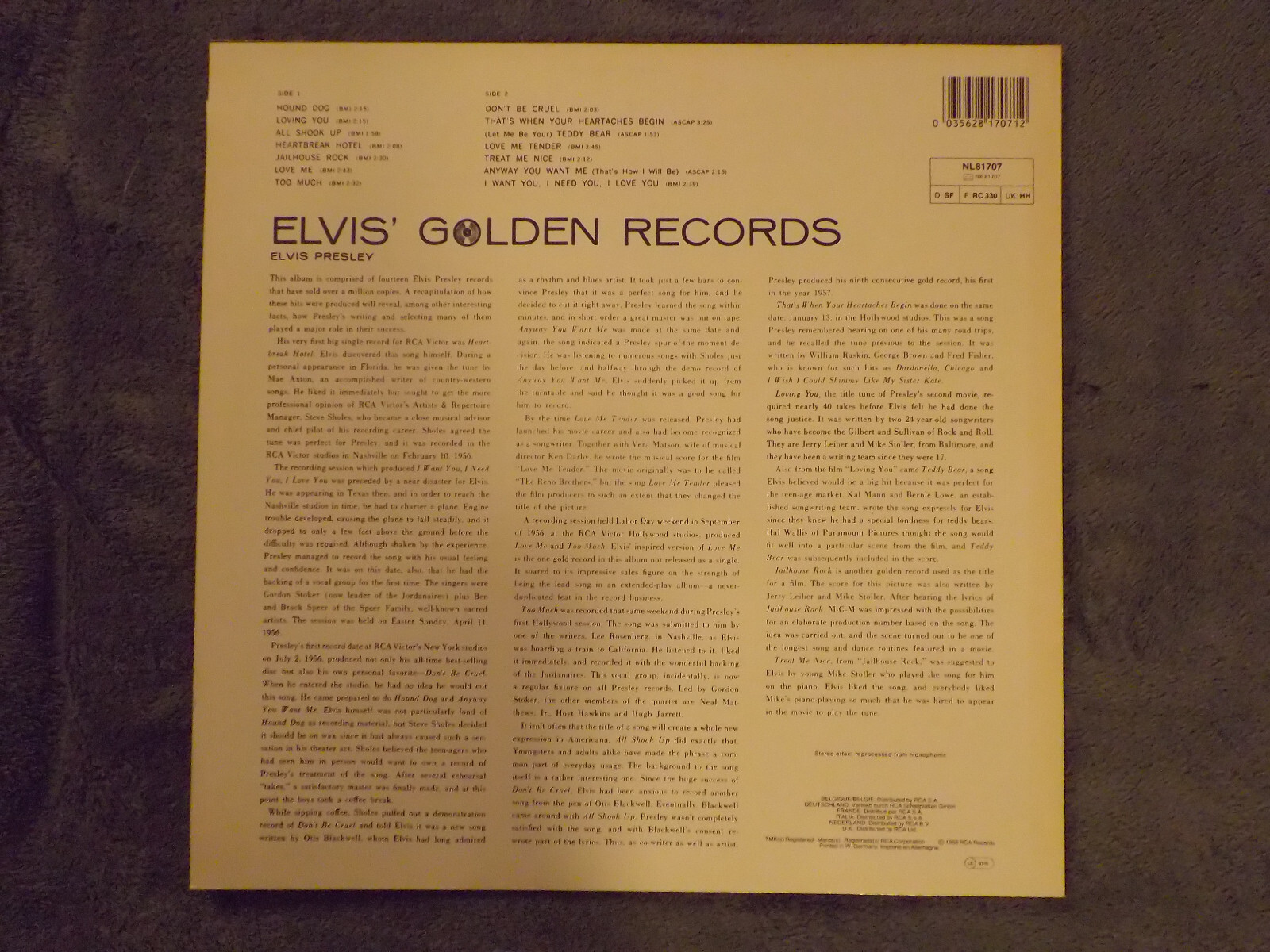 Elvis Presley – Elvis´ Golden Records (RCA Records, NL 81707), Bild 2