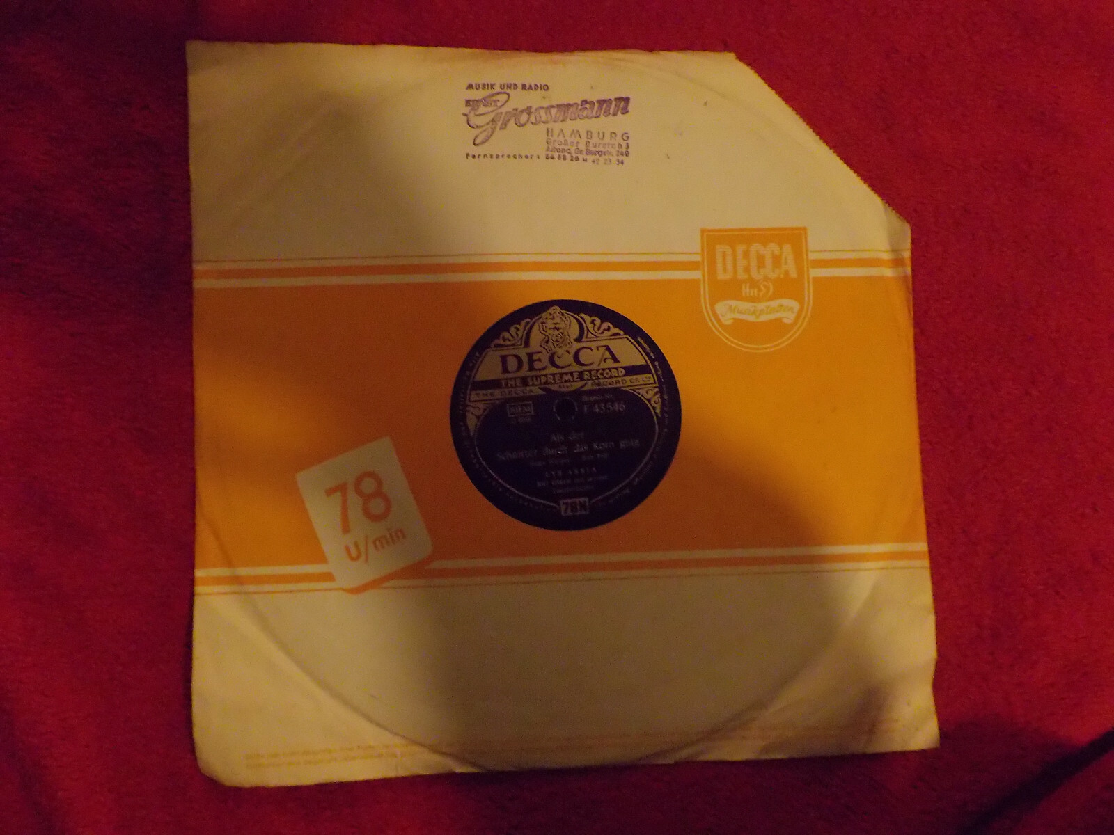 Lys Assia – Wenn du mal Heimweh hast / Als der Schnitter durch das Korn ging (Schellack, Decca F 43 546), Bild 3