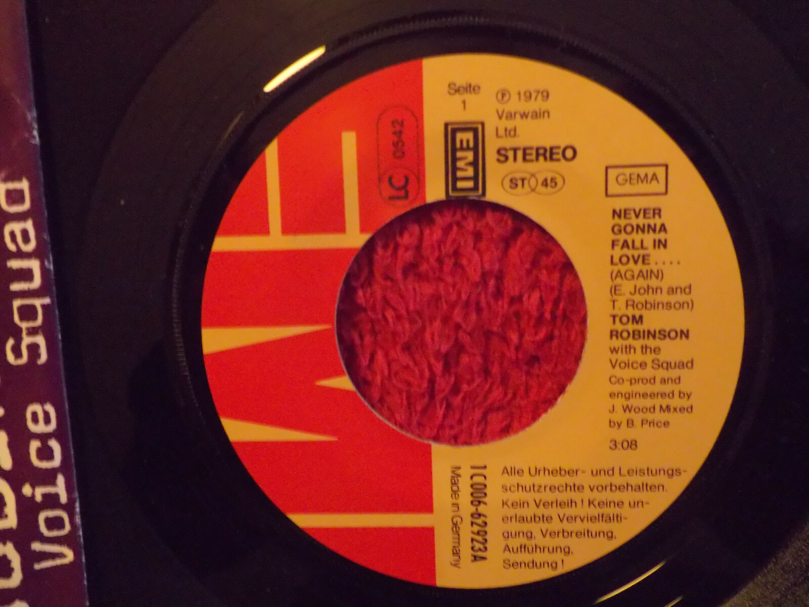 Tom Robinson – Never Gonna Fall in Love… (Again) / Getting Tighter (7″-Single, 1979), Bild 2