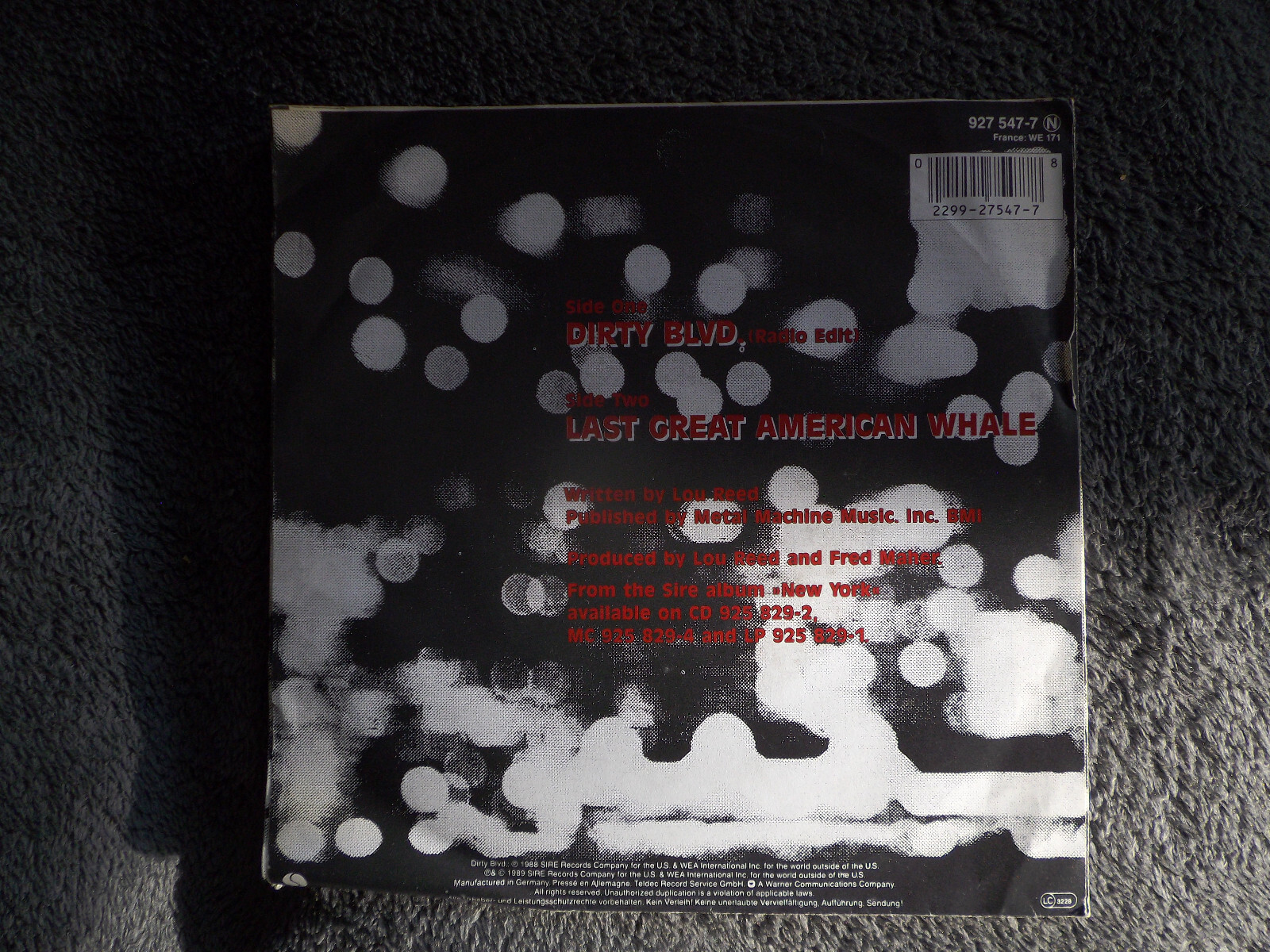 Lou Reed – Dirty Blvd / Last great american whale (7"-Single), Bild 2