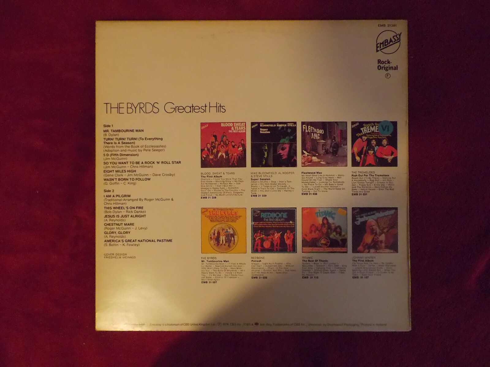 The Byrds – Greatest Hits (Embassy, LP, Niederlande, 1976), Bild 3
