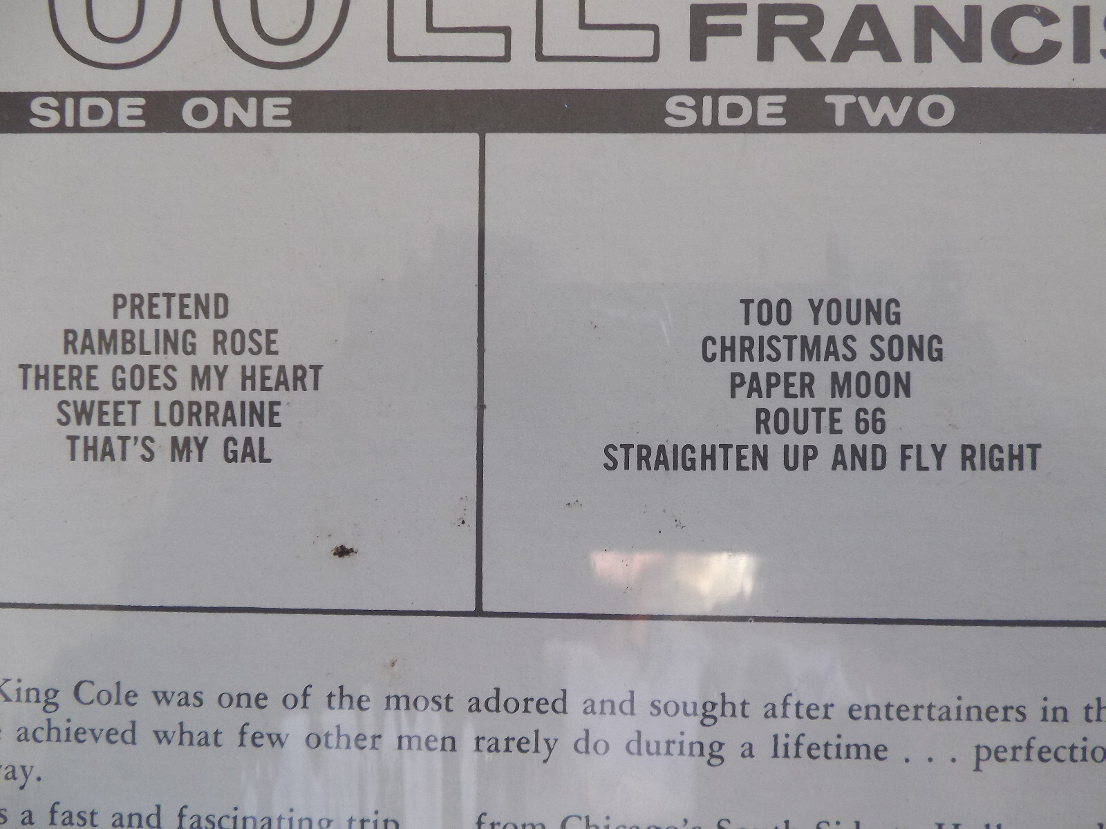 Charlie Francis – Hits made famous by Nat King Cole (LP, Spin-O-Rama), Bild 3