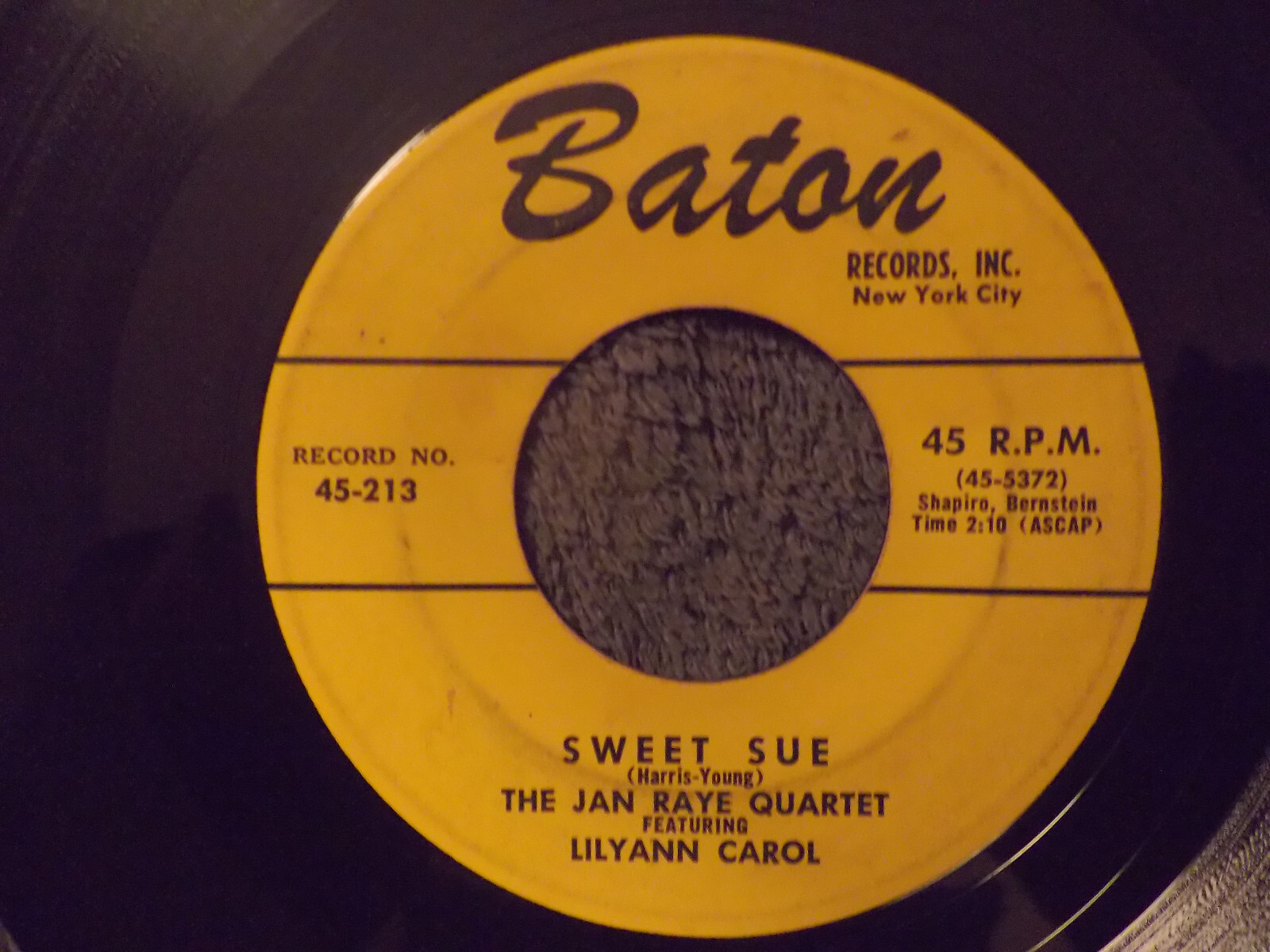The Jan Raye Quartet feat. L. Carol – Sweet Sue / Whatever happened to you (US-Single, 1955)