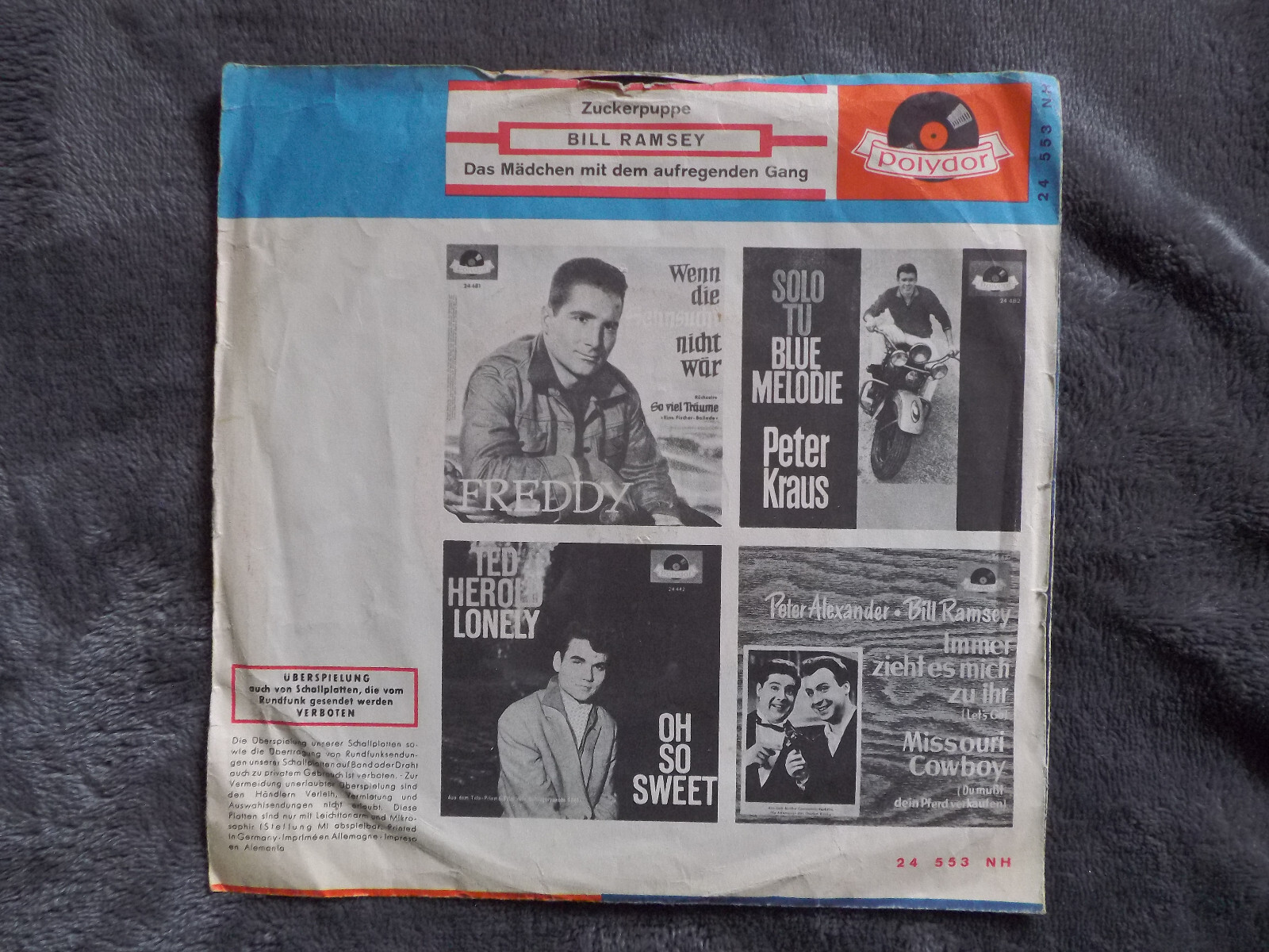 Bill Ramsey – Zuckerpuppe / Das Mädchen mit dem aufregenden Gang (Polydor, 24 553), Bild 2