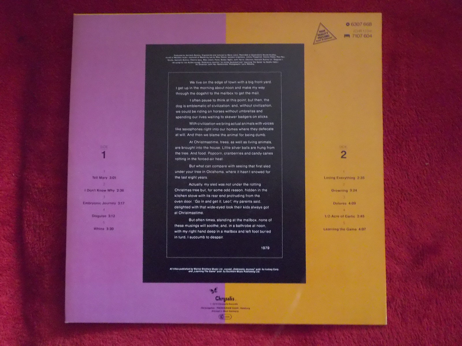 Leo Kottke – Balance | Chrysalis Records LP, Deutschland 1979, Bild 2