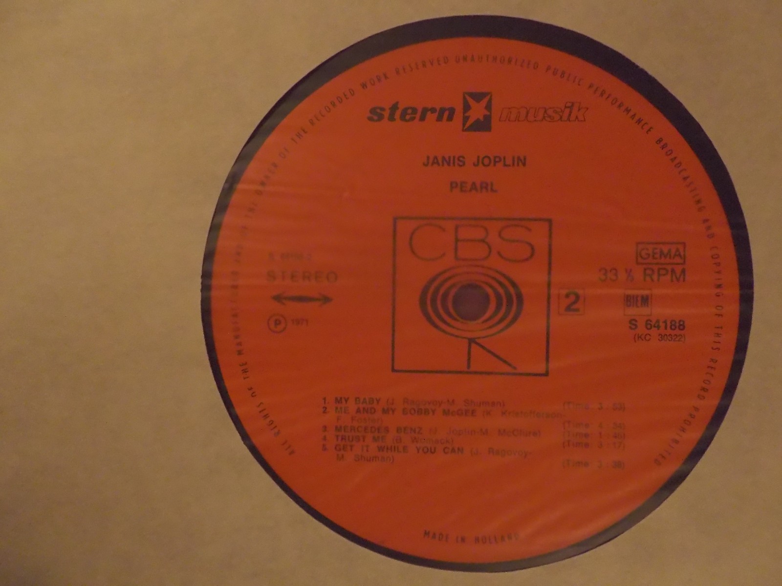 Janis Joplin – Pearl | LP, CBS Records / Stern Musik, 1971, Bild 2