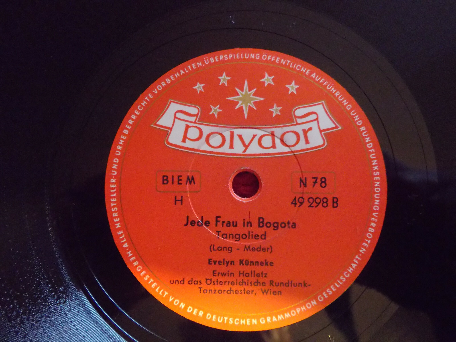 Evelyn Künneke – Die treuen Augen / Jede Frau in Bogota – Polydor 78 U/min, Bild 2