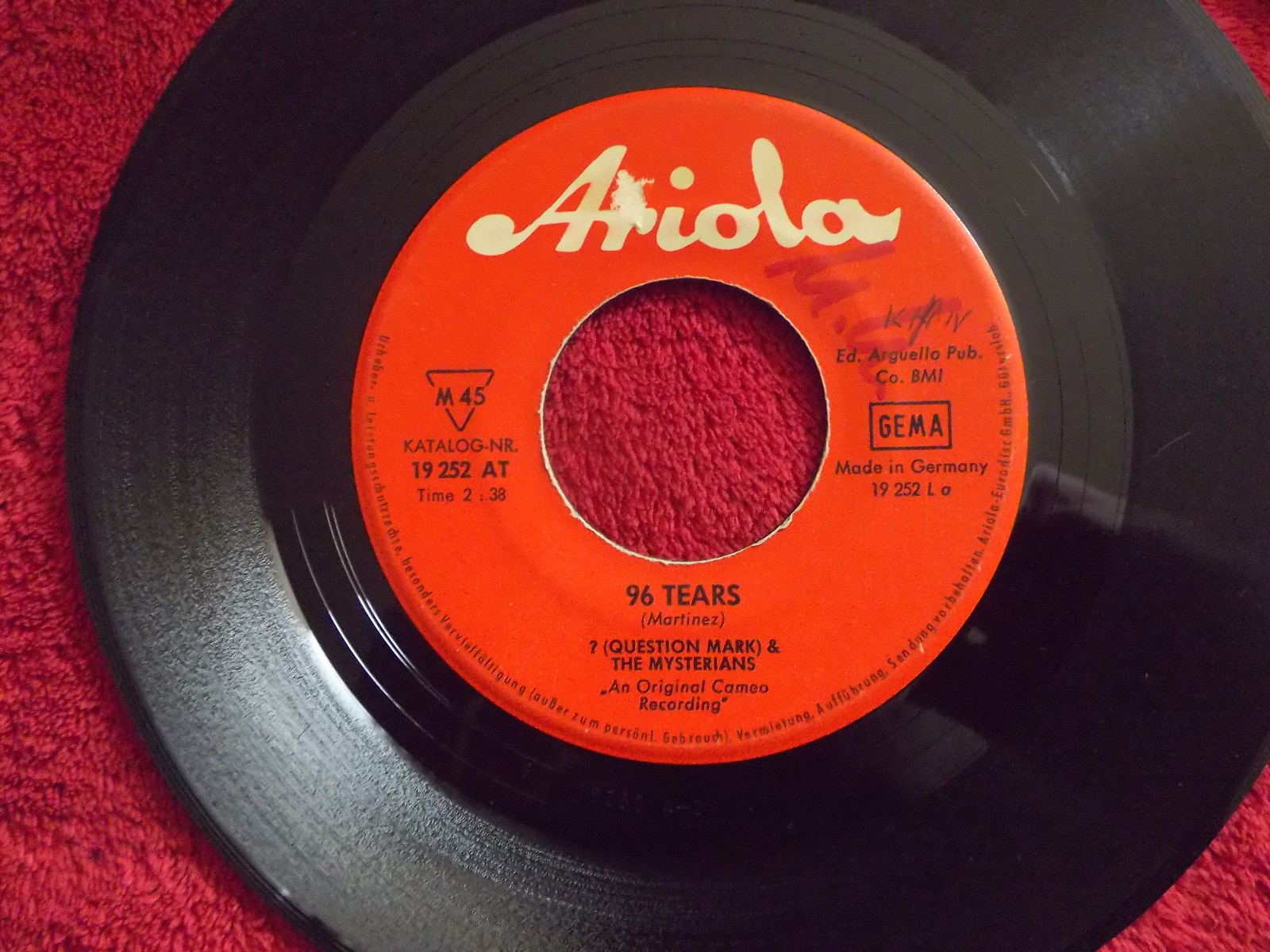 ? (Question Mark) & The Mysterians – 96 Tears / Midnight Hour | Ariola 19 252 AT
