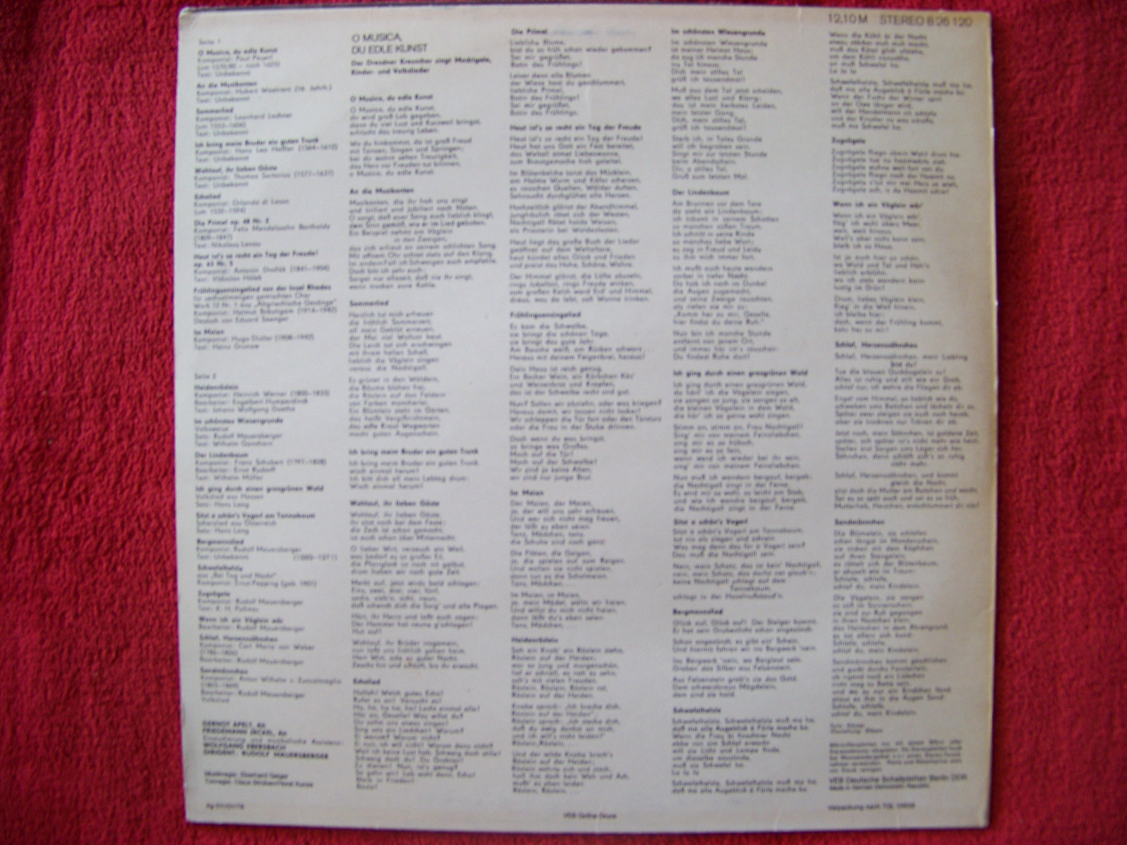 Der Dresdner Kreuzchor – O Musica du edle Kunst (LP, Eterna Records, 1978), Bild 2