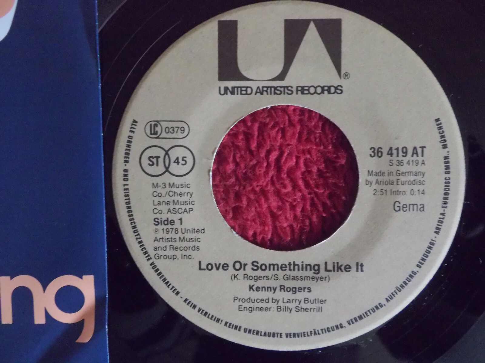 Kenny Rogers – Love or Something Like It / Starting Again (7″ Single, 1978), Bild 2