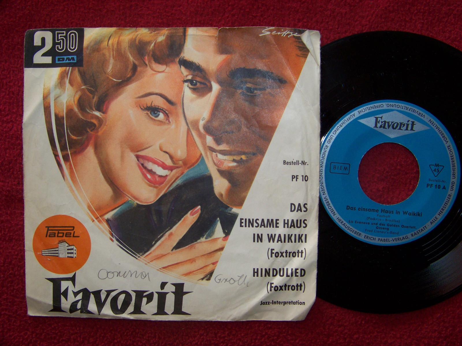Lis Evanova – Das einsame Haus in Waikiki / Hindulied · Favorit Records PF  10
