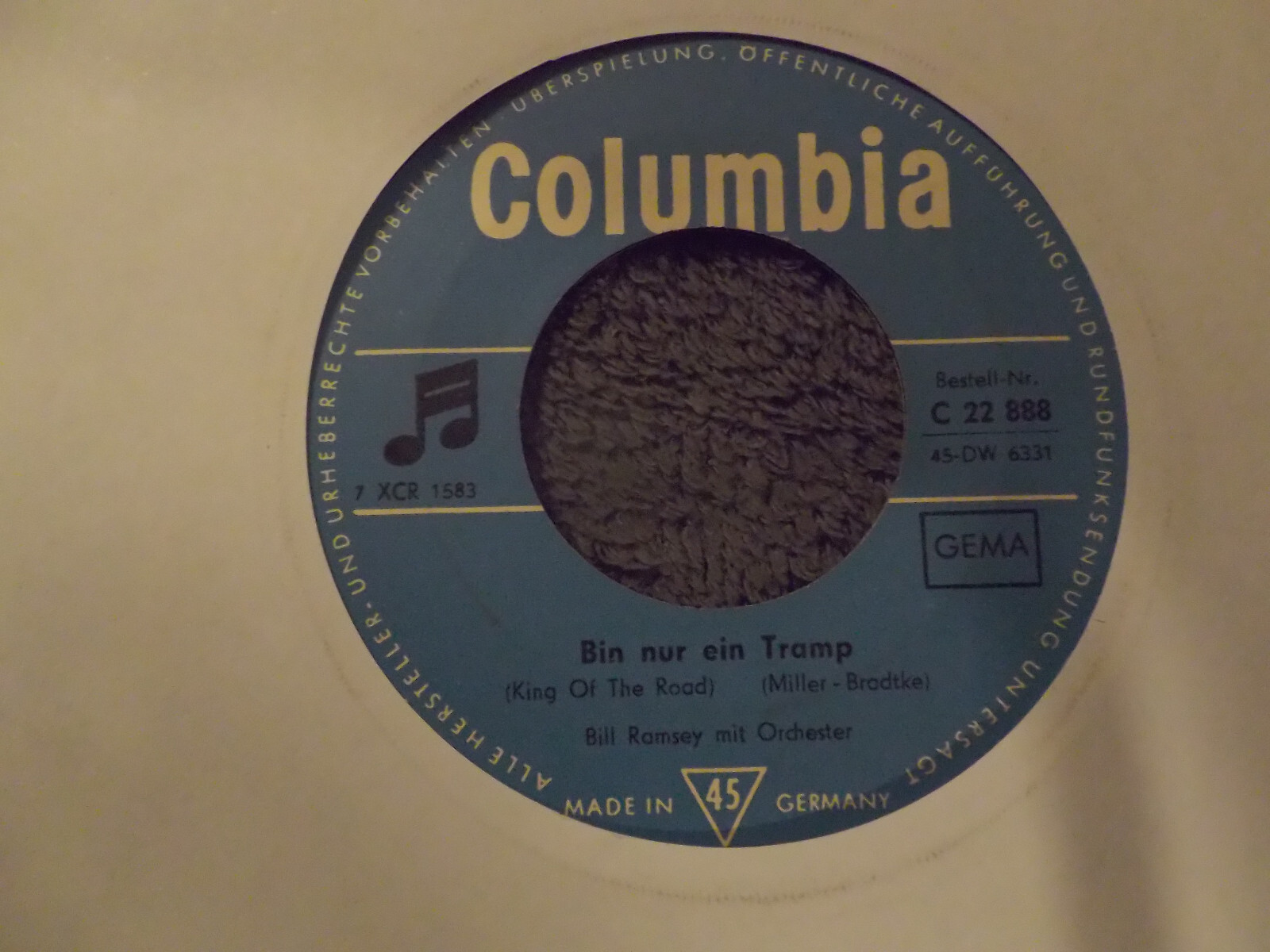 Bill Ramsey – Bin nur ein Tramp / Kiss me Candy (Columbia Records, C 22 888), Bild 2