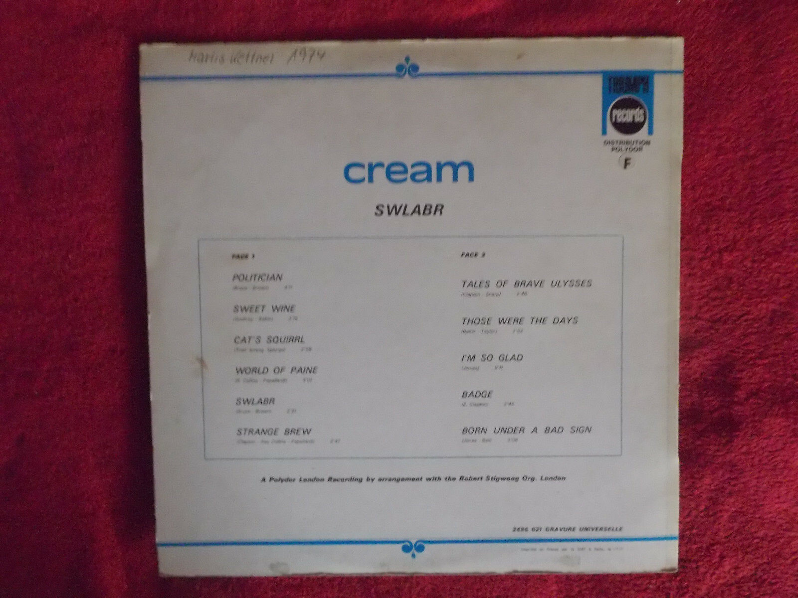 Cream – Swlabr (LP), Bild 3