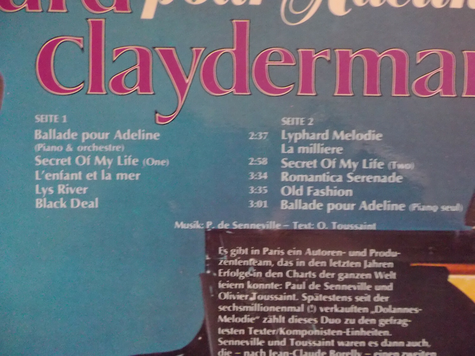 Richard Clayderman – Ballade pour Adeline | Teldec Records 6.23 301 | LP, Deutschland 1977, Bild 3