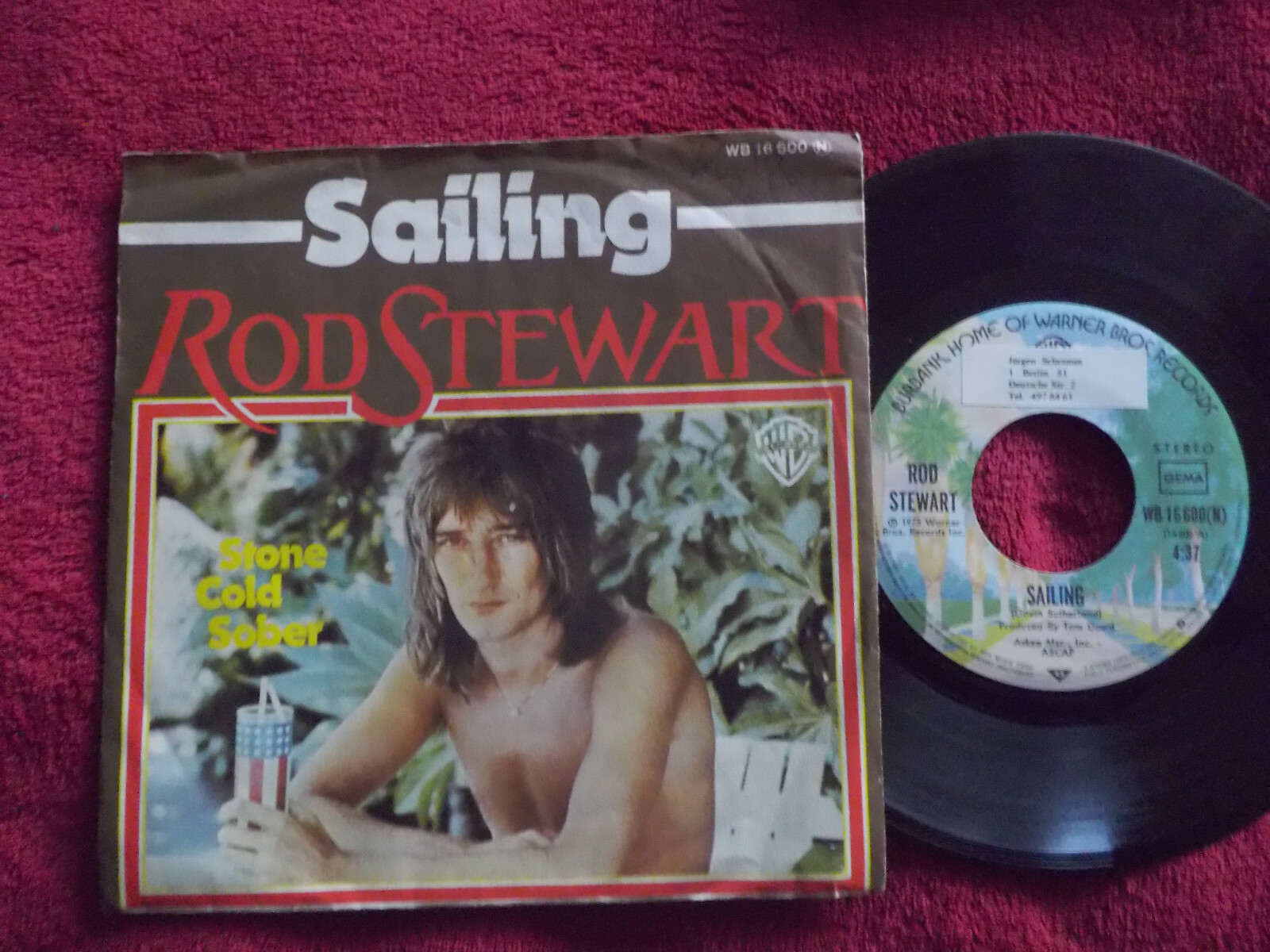 Rod Stewart – Sailing / Stone cold sober (Warner Bros. Records, WB 16 600 ( N ), 1975)