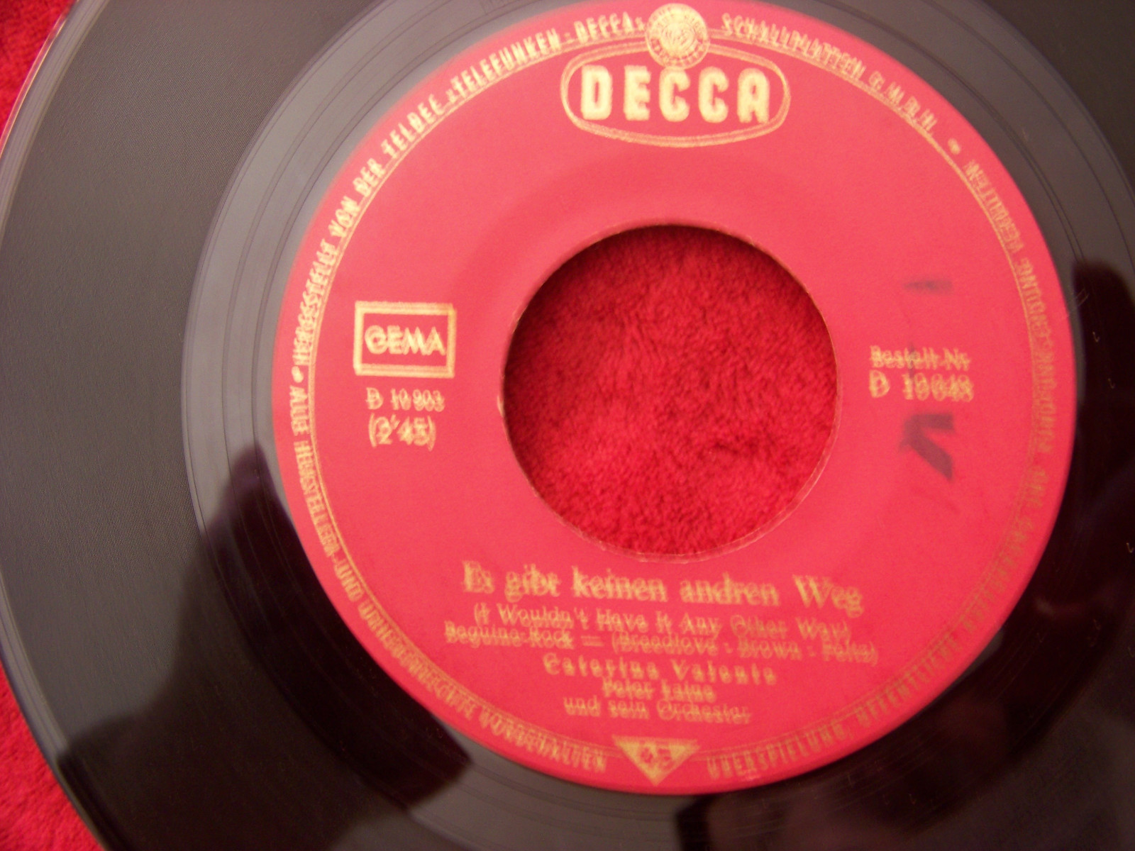 Caterina Valente – Oh go home / Es gibt keinen anderen Weg (Decca 45), Bild 2