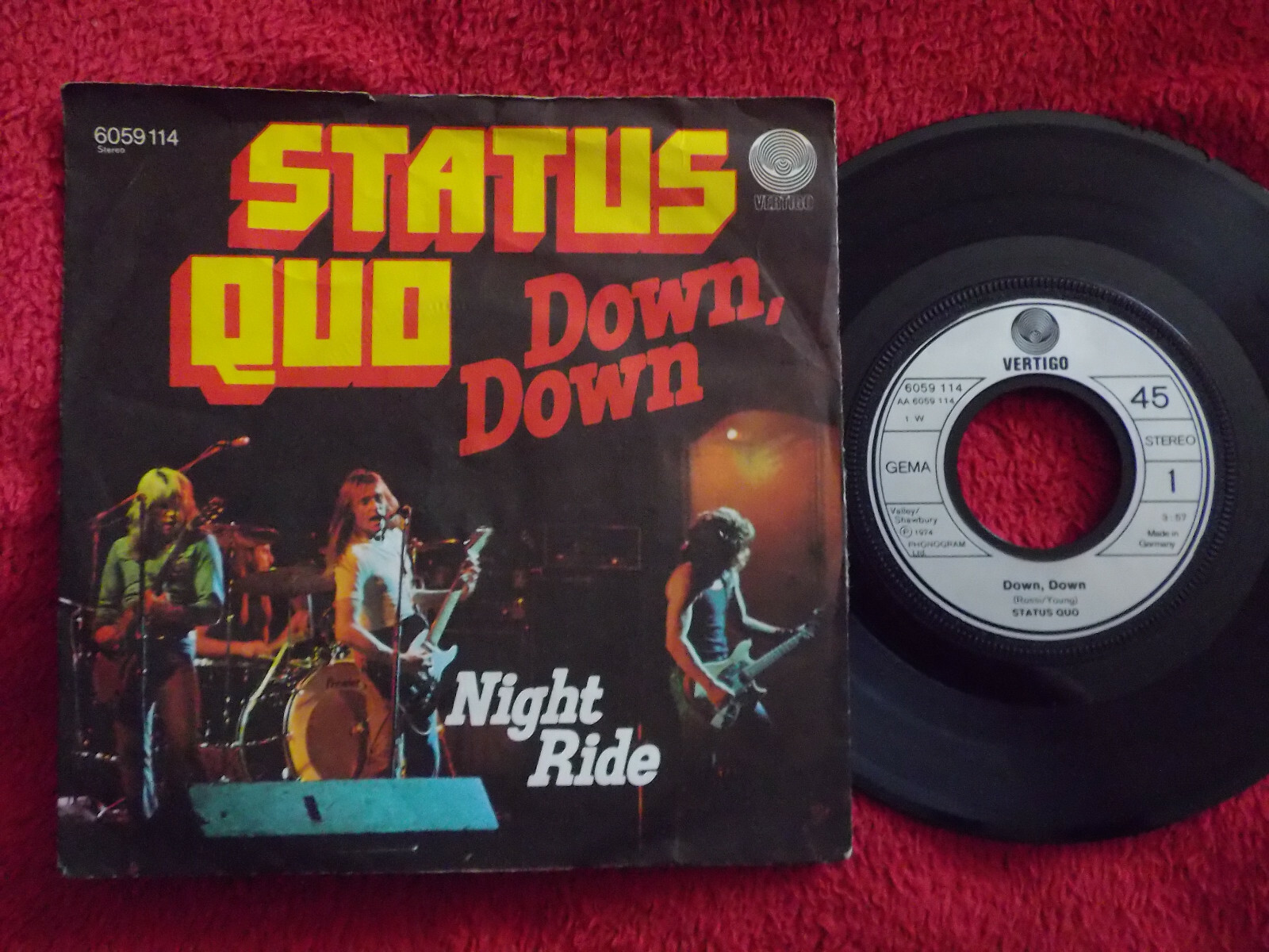 Status Quo – Down, down / Night ride (Vertigo 6059 114, deutsche Single, 1974)