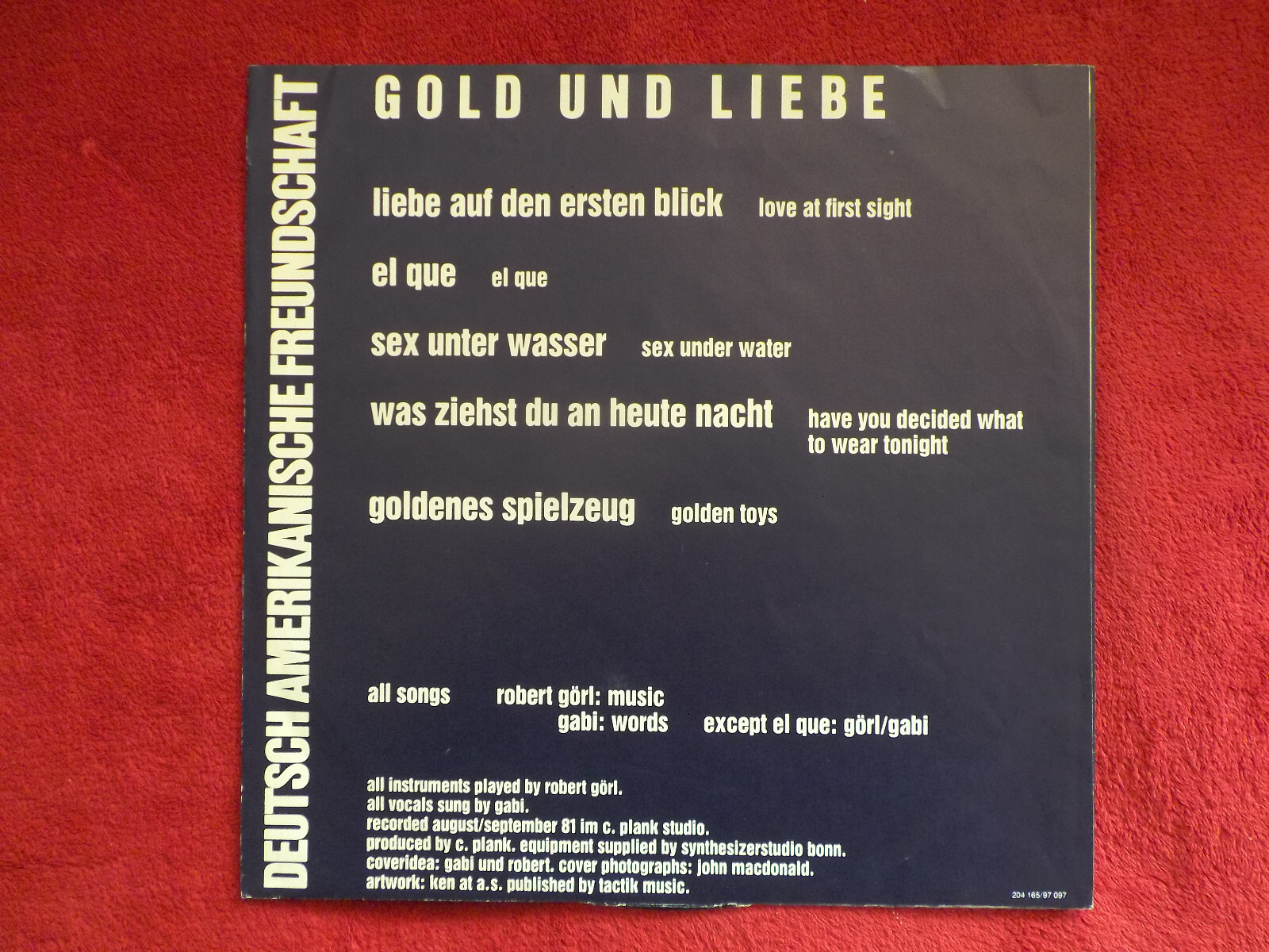 DAF – Gold und Liebe | Virgin Records, 204 165, LP (1981), Bild 4