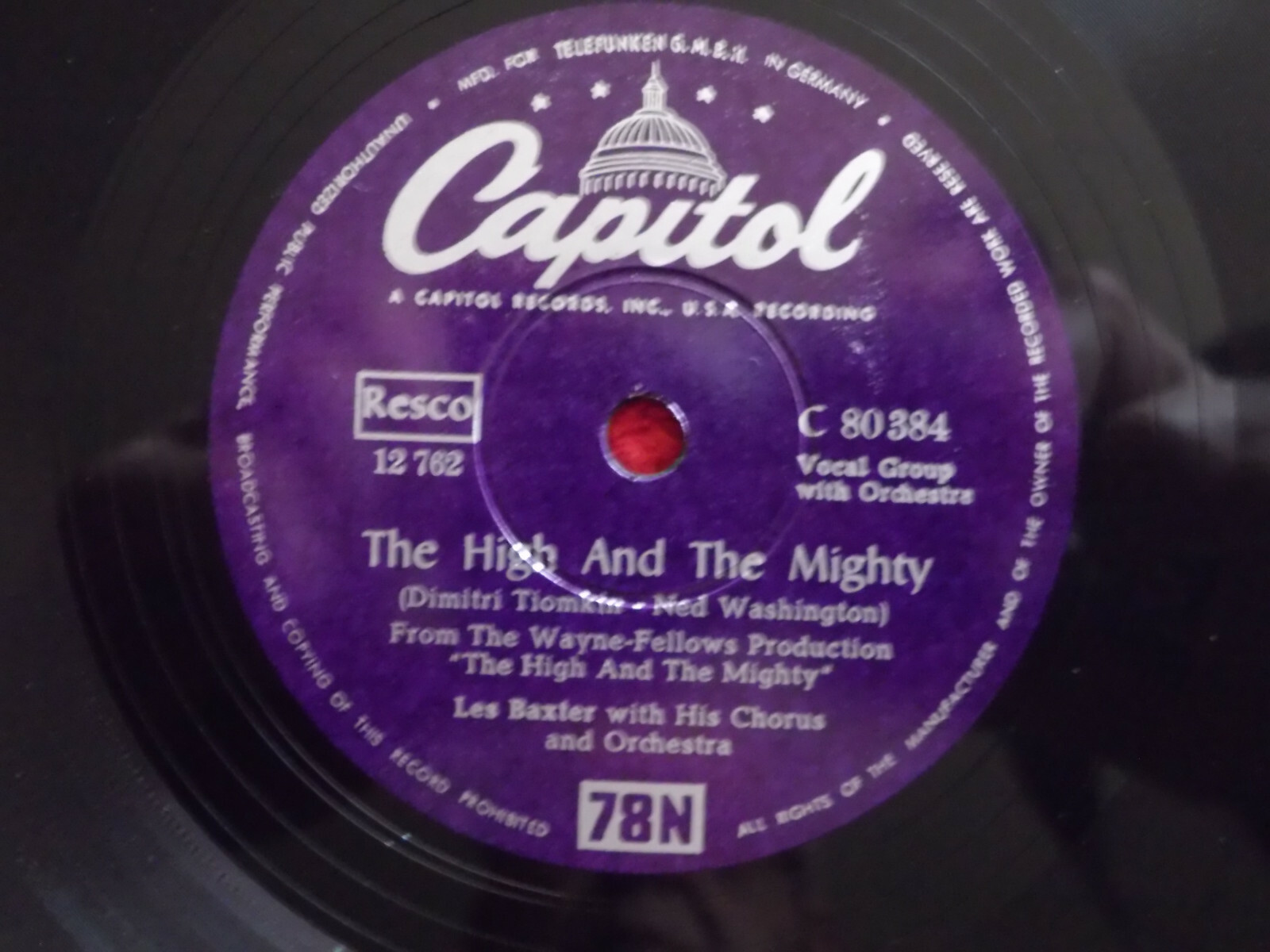Les Baxter – Venezuela / The high and the mighty (78er Schellackplatte), Bild 2